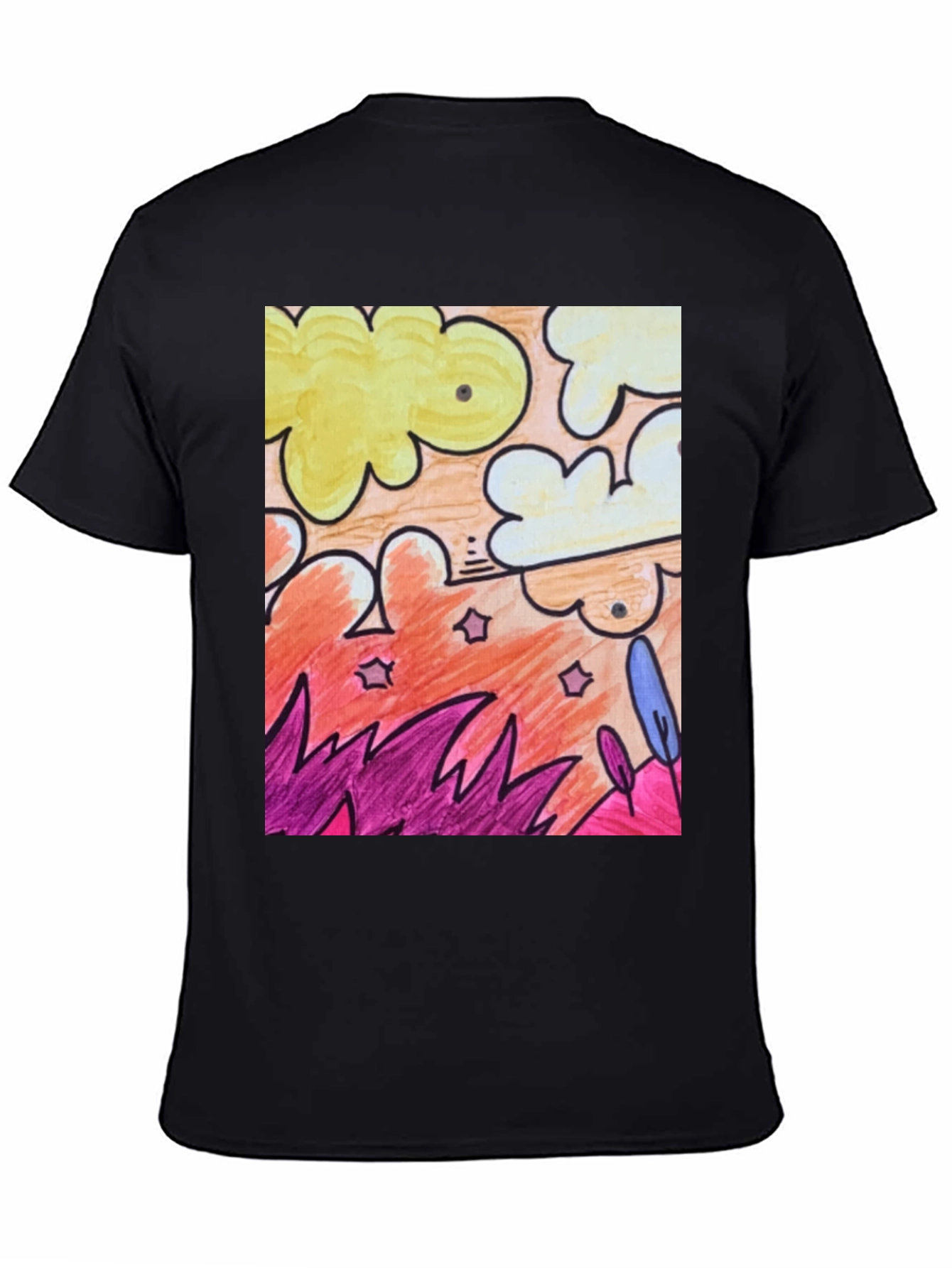 Artistic Graphic T-Shirt - Clouds Plants