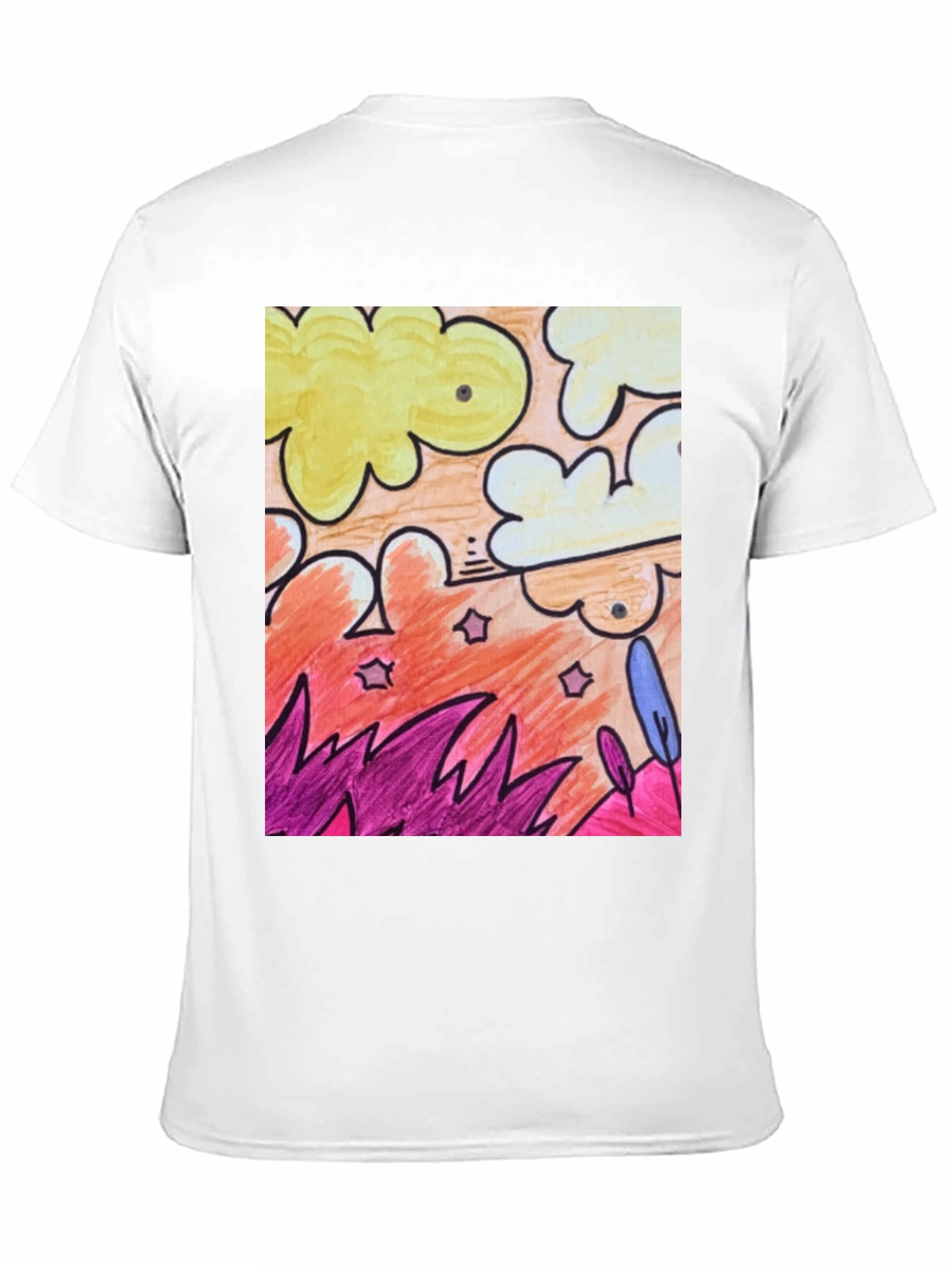 Artistic Graphic T-Shirt - Clouds Plants