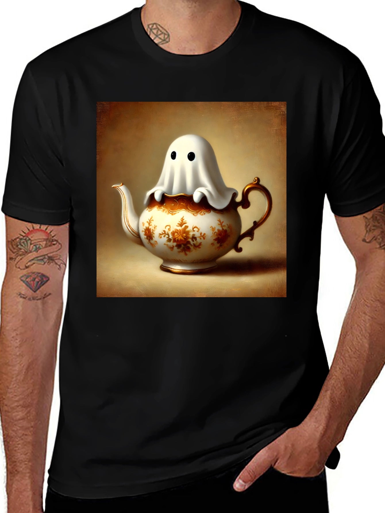 Ghost in Teapot T-Shirt - Spooky Season Style