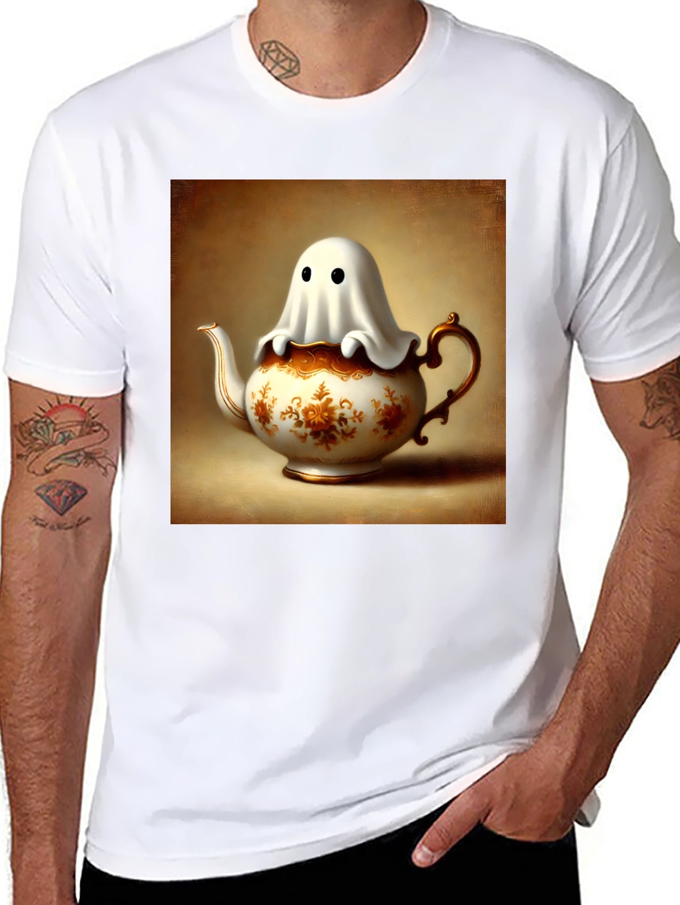 Ghost in Teapot T-Shirt - Spooky Season Style