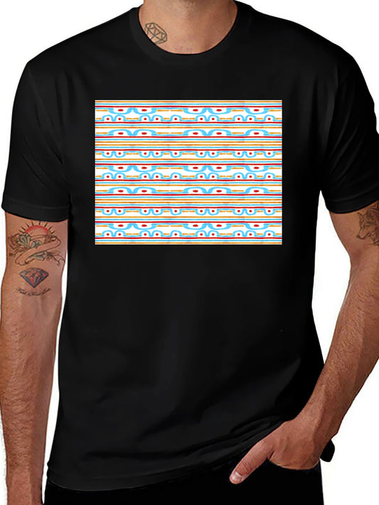 Retro Pattern Black T-Shirt