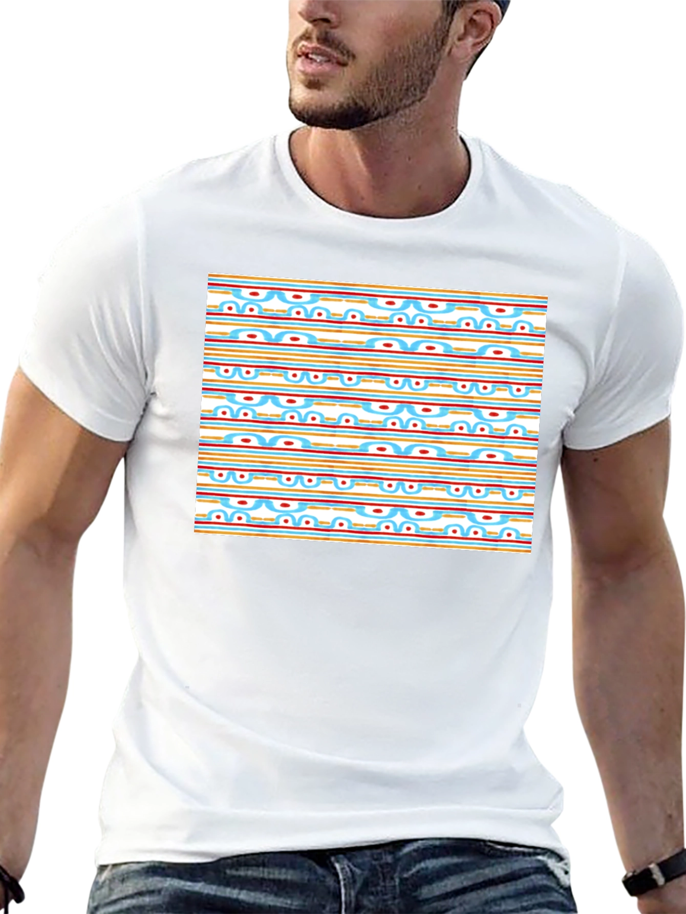 Retro Pattern Black T-Shirt