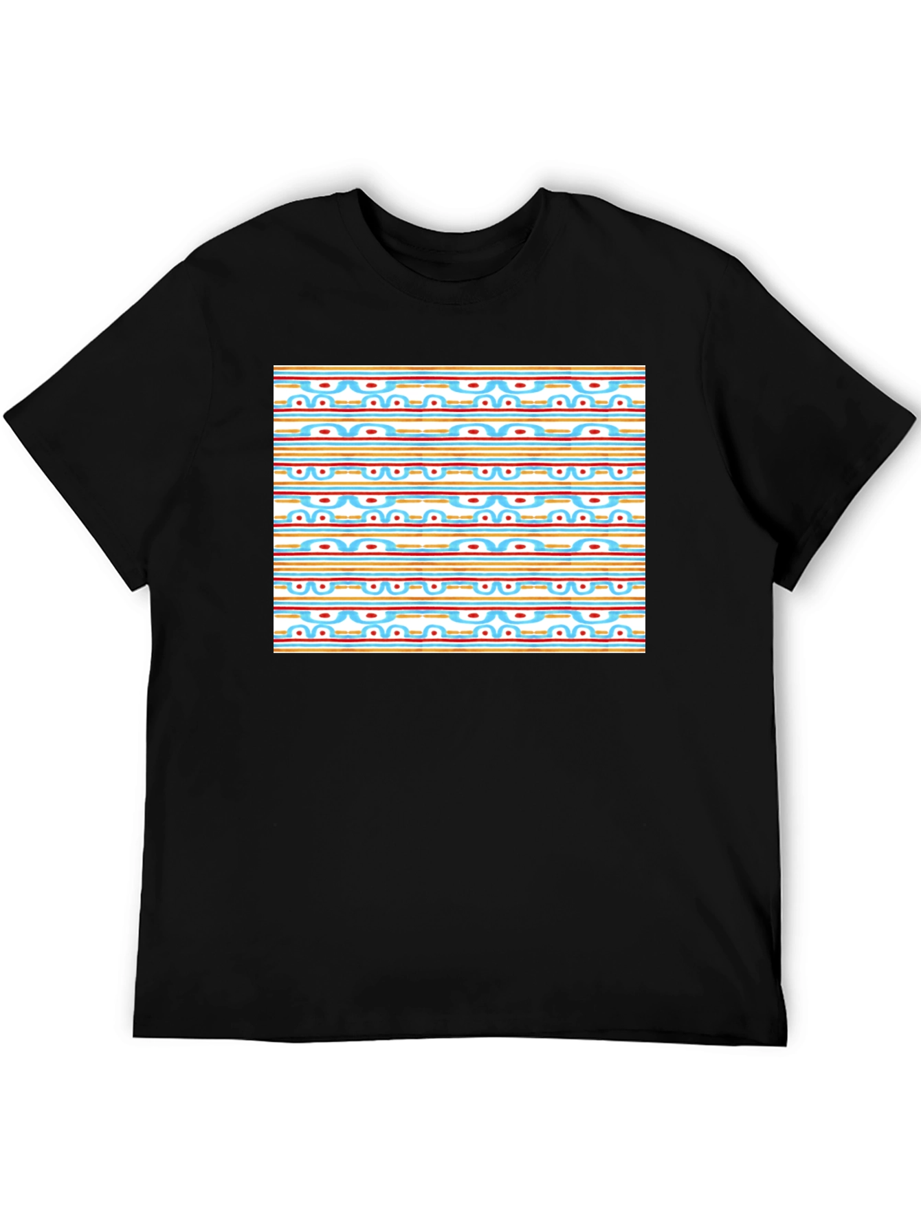 Retro Pattern Black T-Shirt