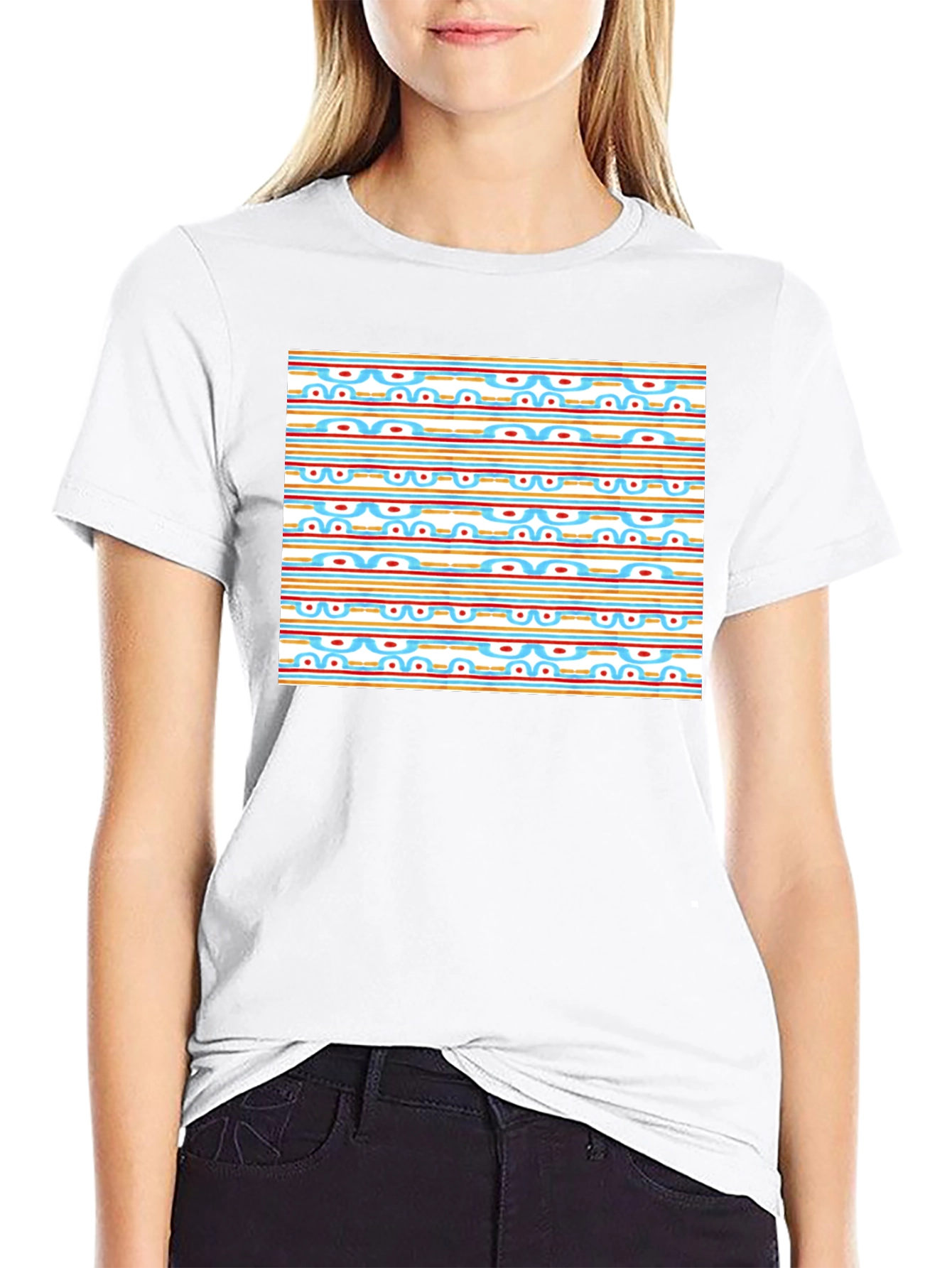 Retro Pattern Black T-Shirt