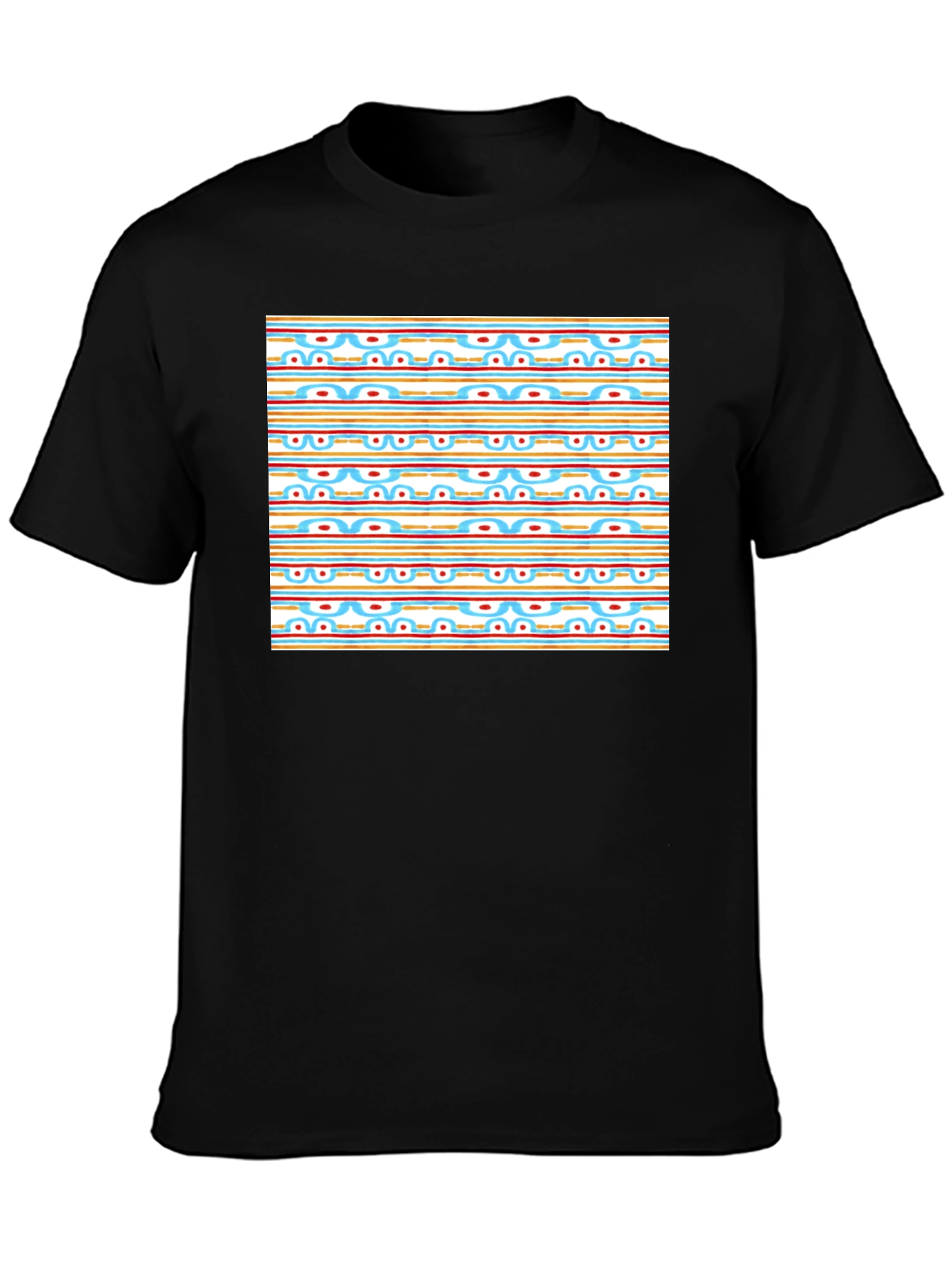 Retro Pattern Black T-Shirt