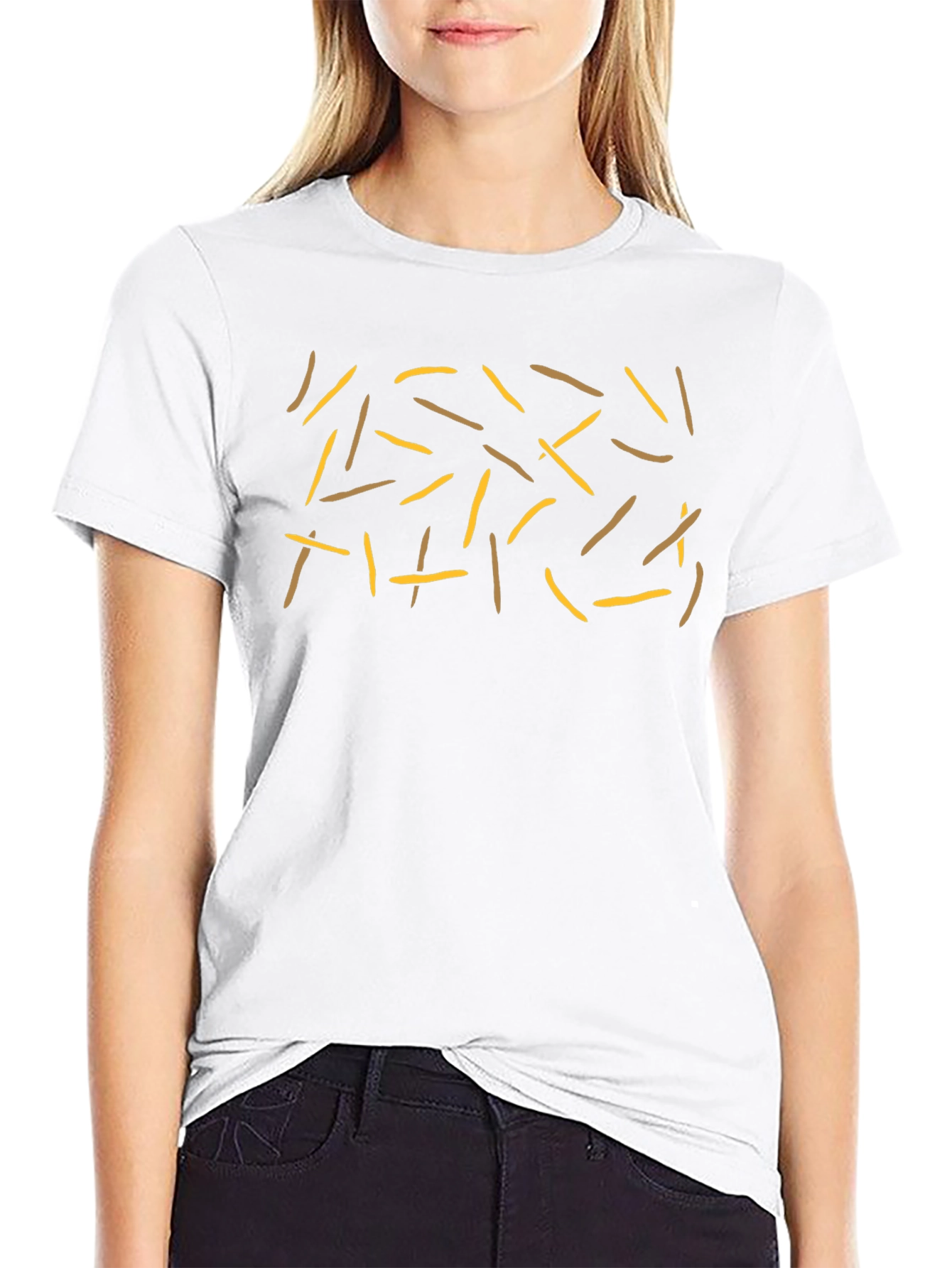 French Fry Print Tee - Unisex Black T-Shirt