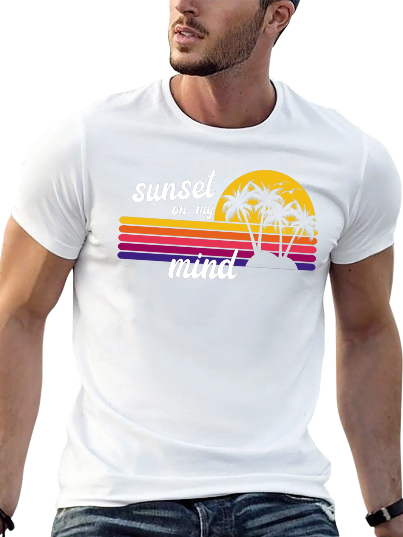 Sunset on My Mind Tee - Retro Beach Vibes