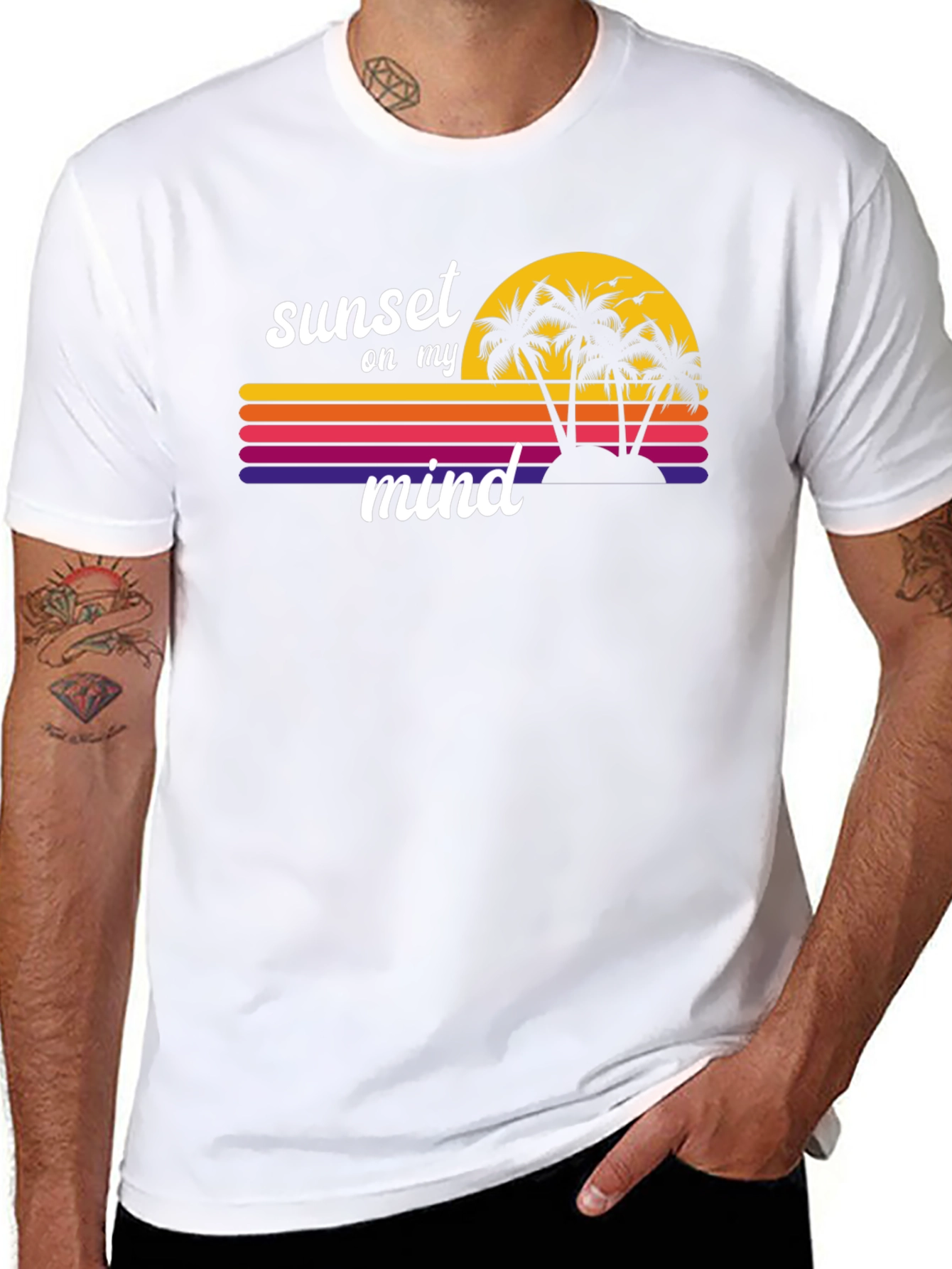 Sunset on My Mind Tee - Retro Beach Vibes