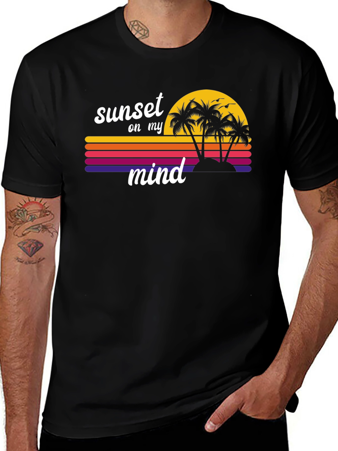 Sunset on My Mind Tee - Retro Beach Vibes