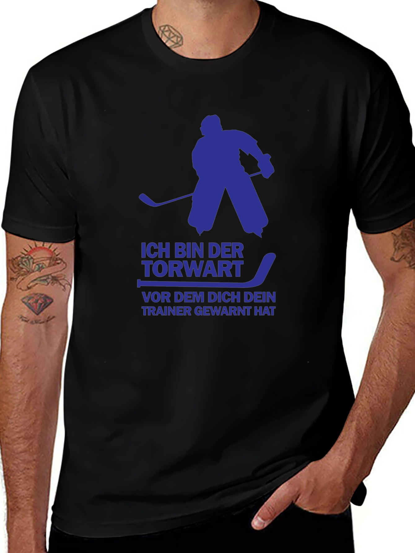 Hockey Goalie Graphic T-Shirt - German Text Design