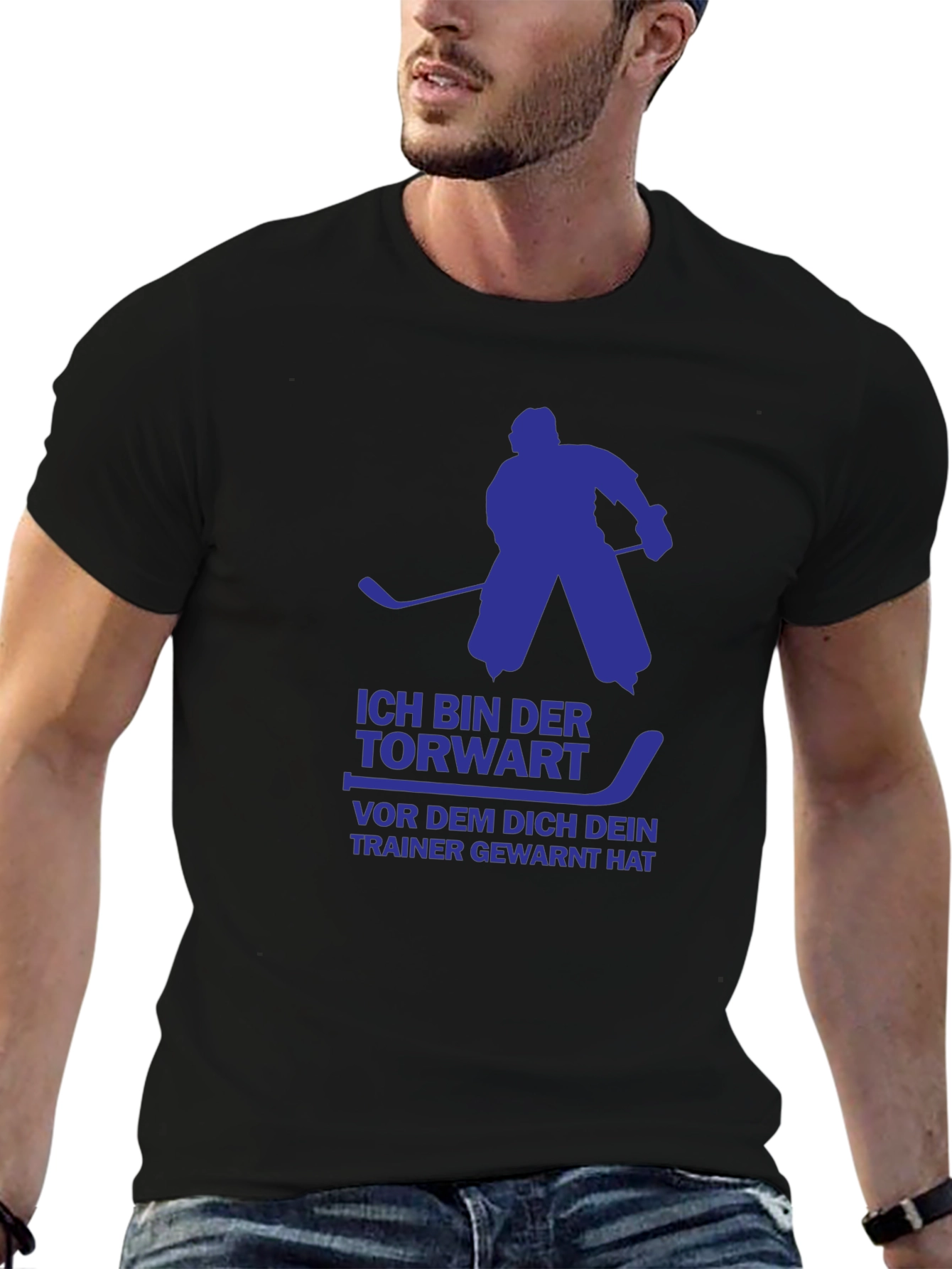 Hockey Goalie Graphic T-Shirt - German Text Design