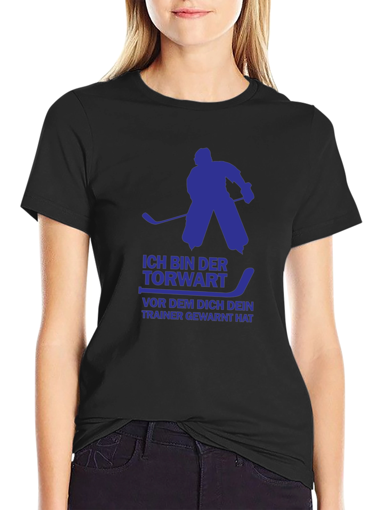 Hockey Goalie Graphic T-Shirt - German Text Design