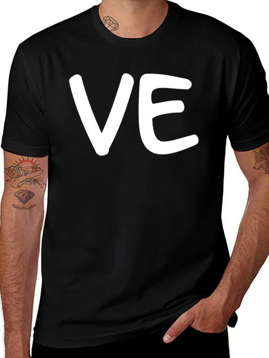VE Graphic Print Black Cotton T-Shirt
