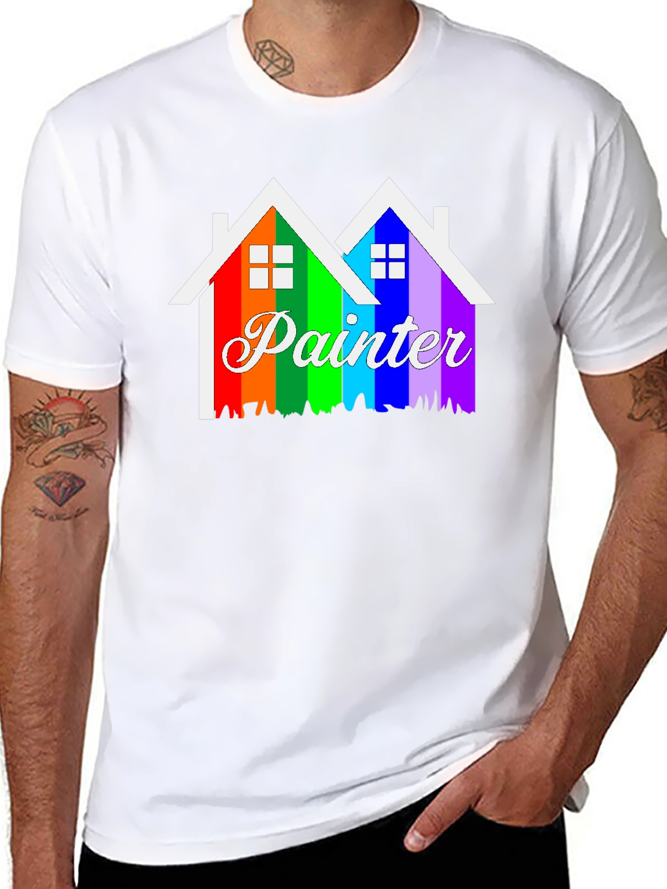 Rainbow Painter House Graphic T-Shirt