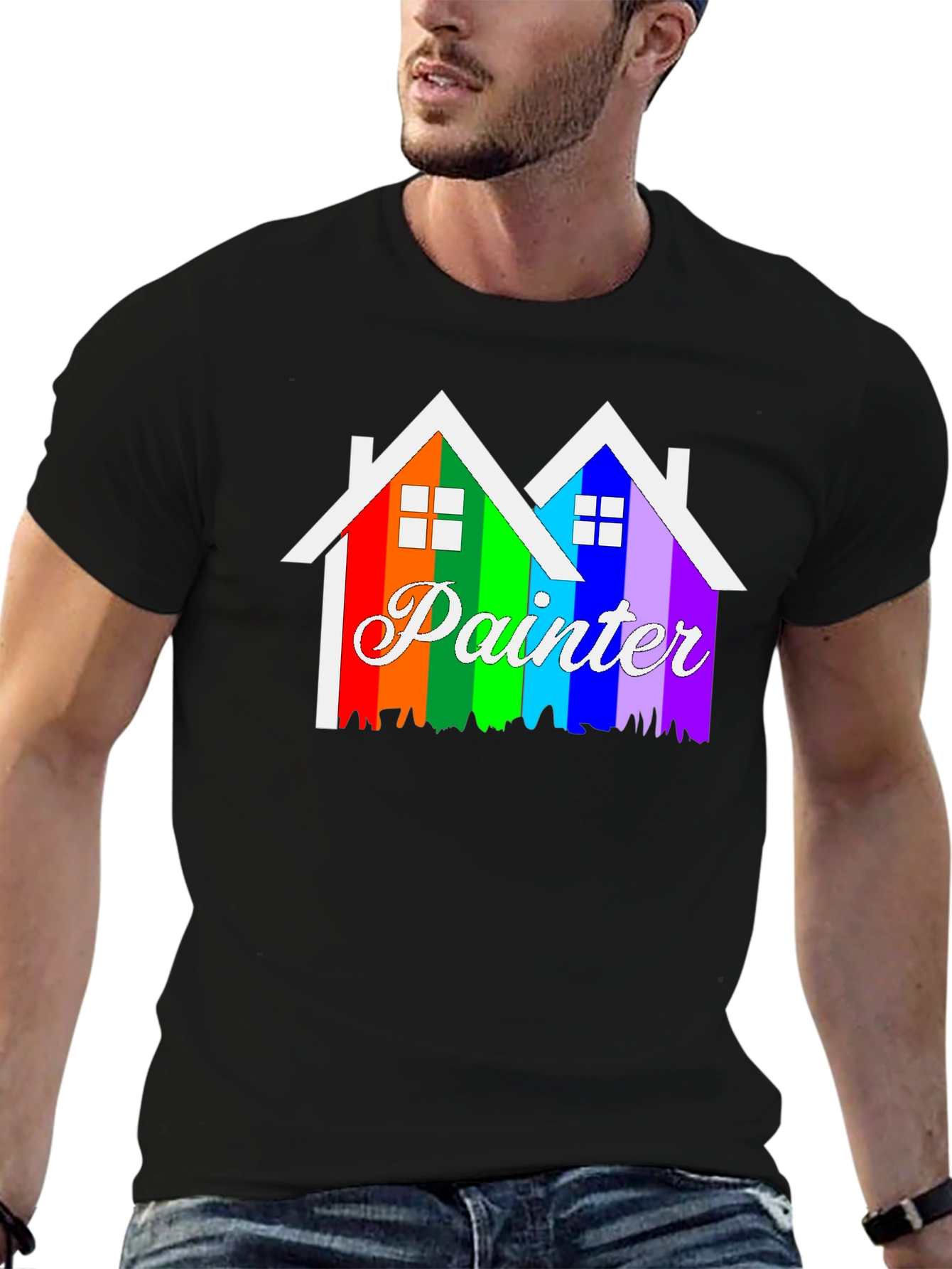 Rainbow Painter House Graphic T-Shirt