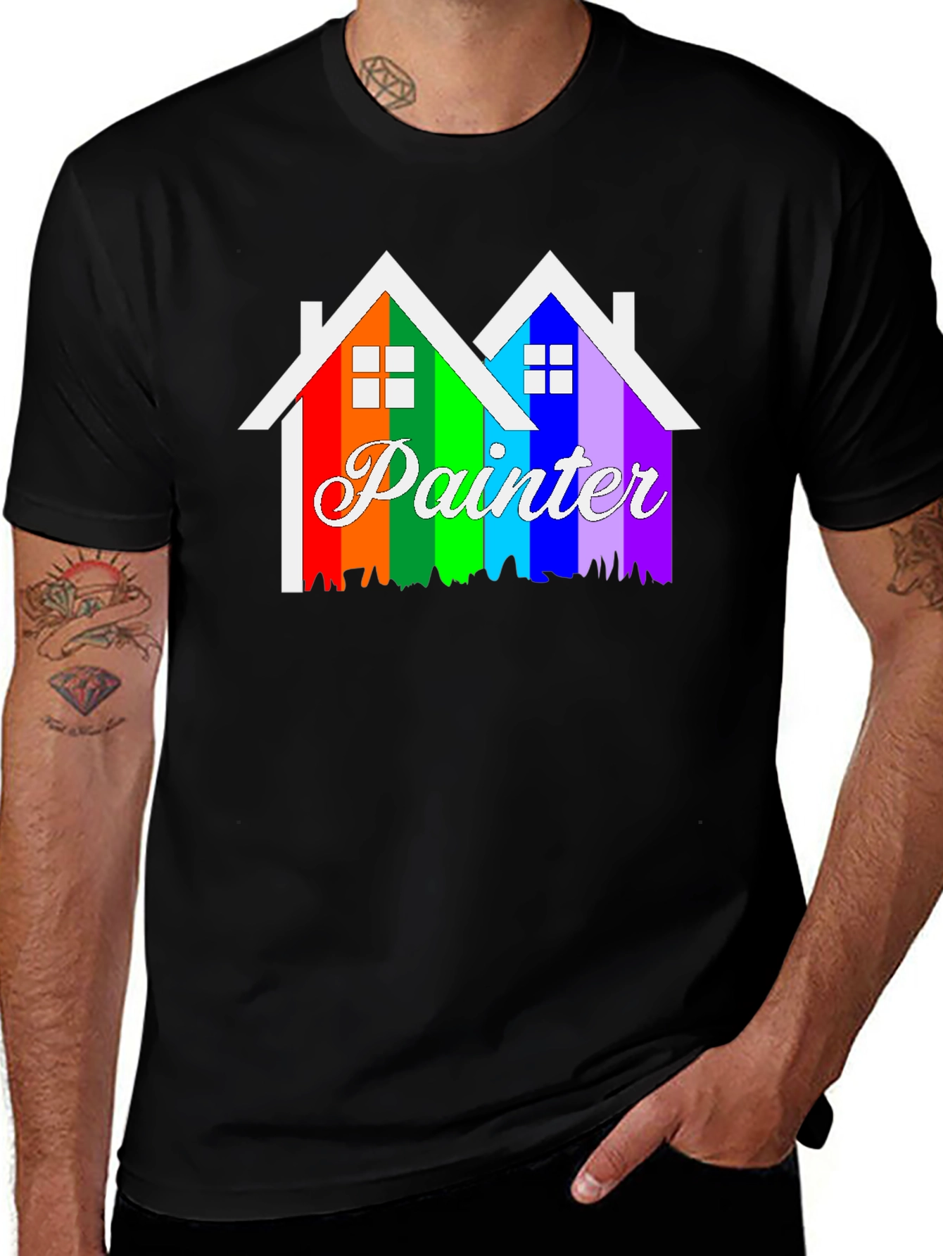 Rainbow Painter House Graphic T-Shirt