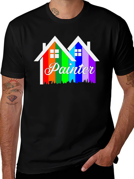 Rainbow Painter House Graphic T-Shirt