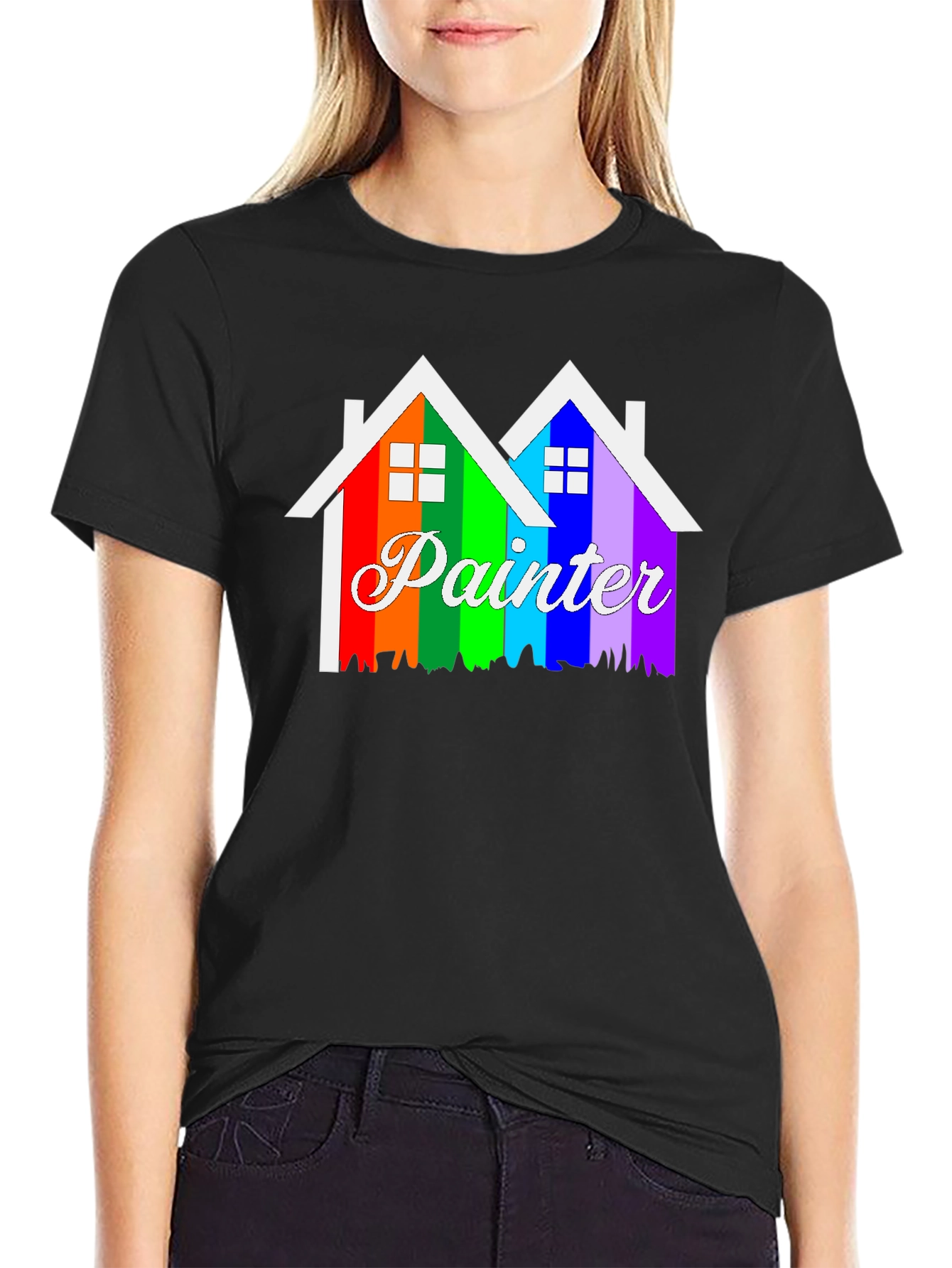 Rainbow Painter House Graphic T-Shirt