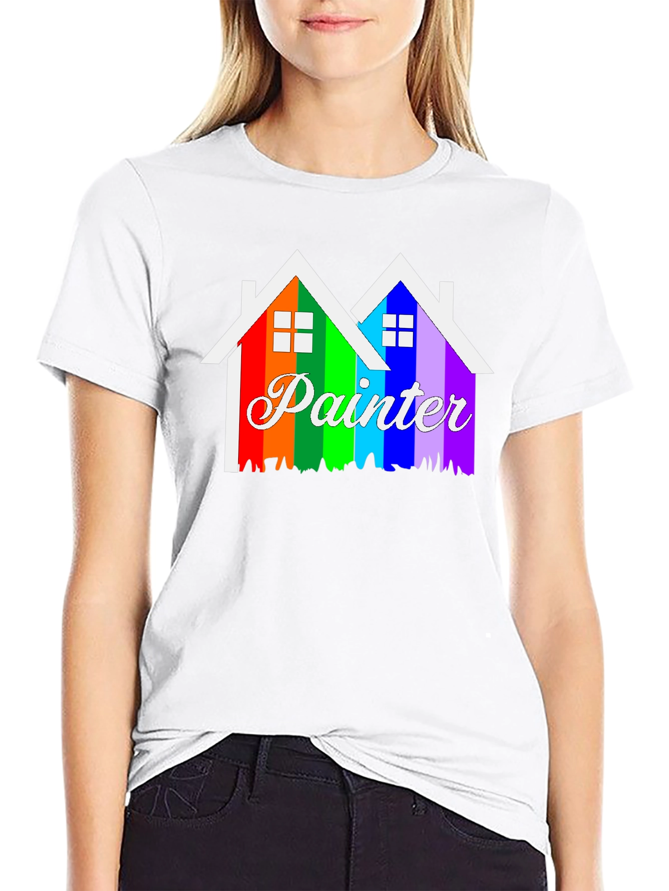Rainbow Painter House Graphic T-Shirt