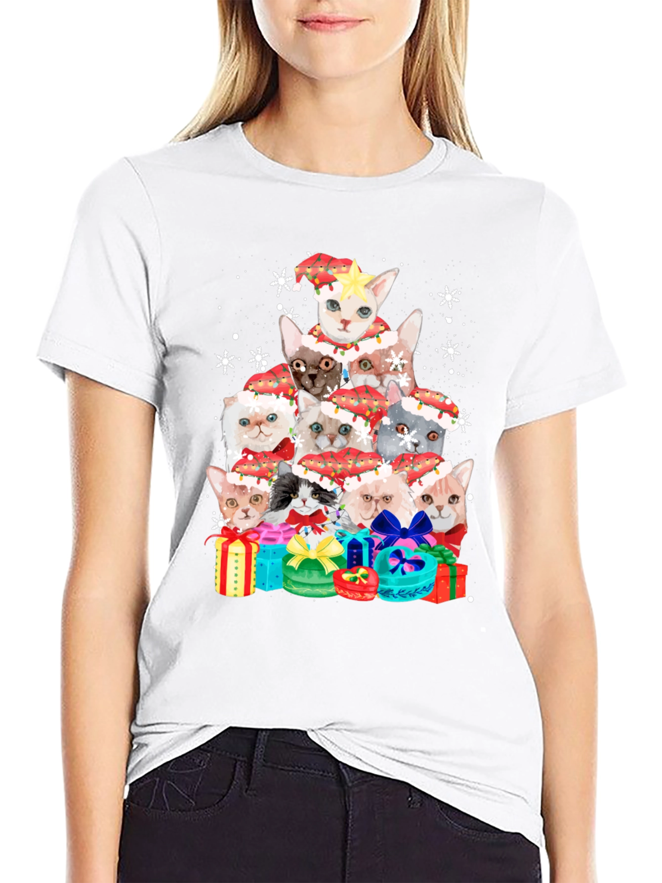 Festive Cats Christmas Tree T-Shirt