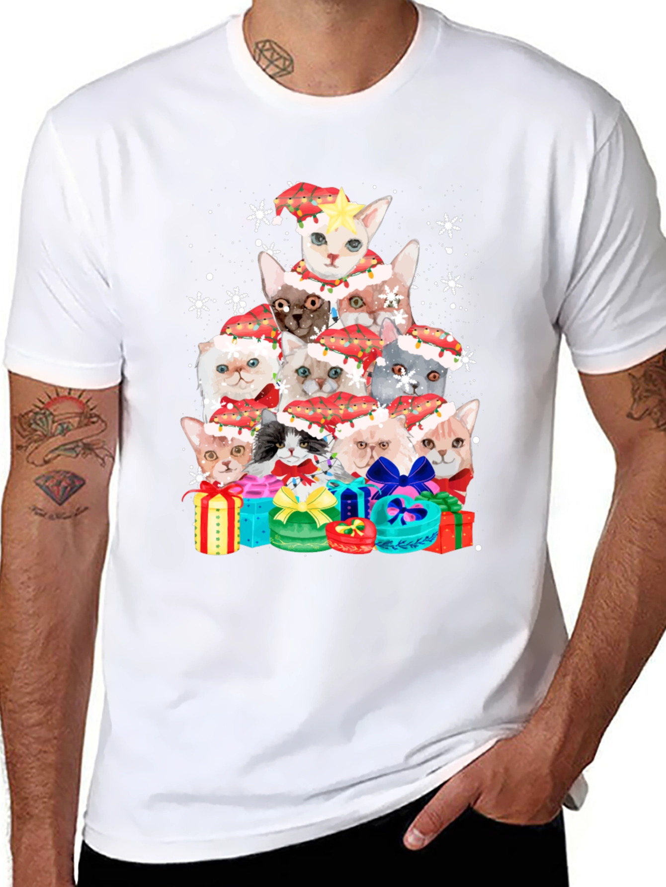 Festive Cats Christmas Tree T-Shirt