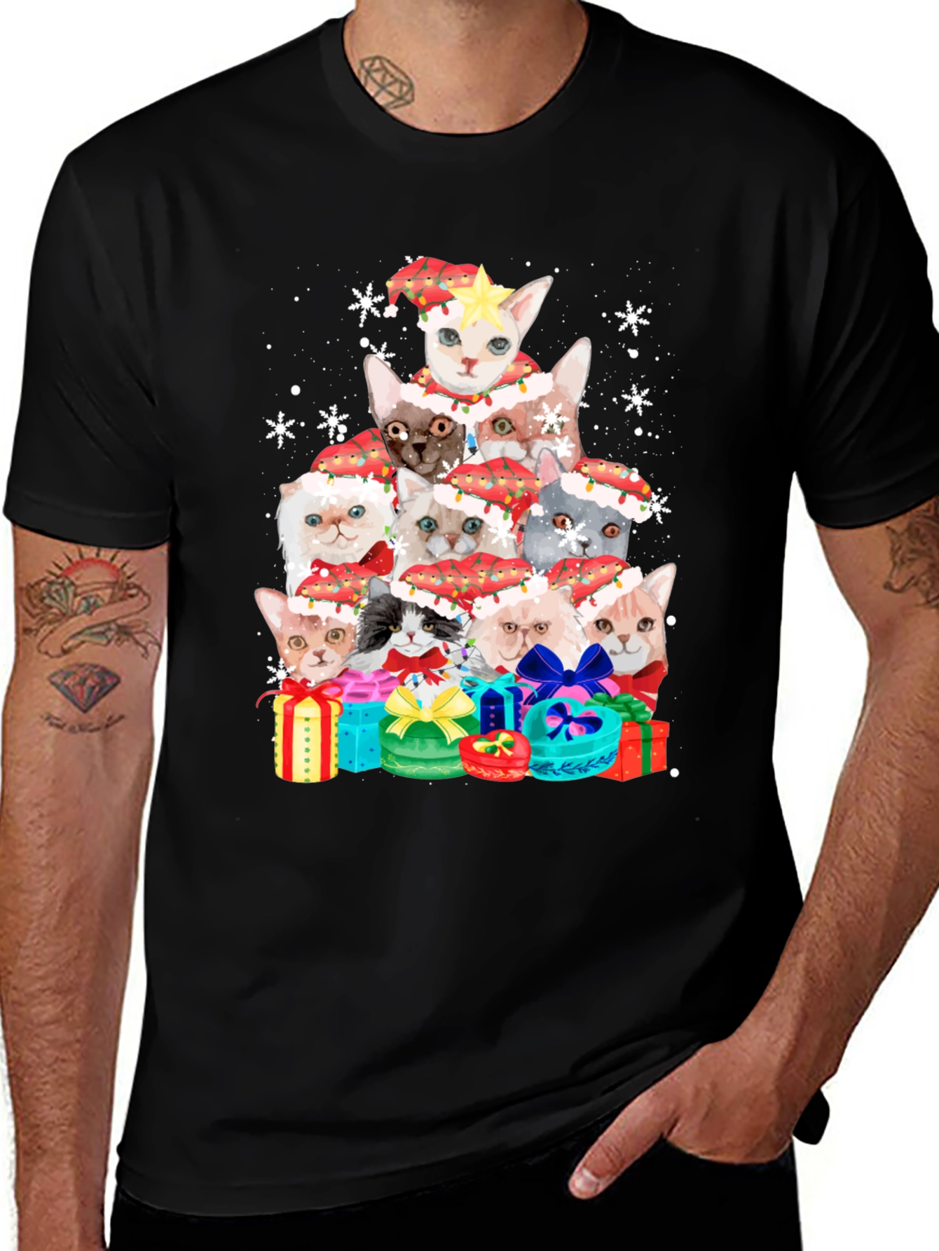 Festive Cats Christmas Tree T-Shirt