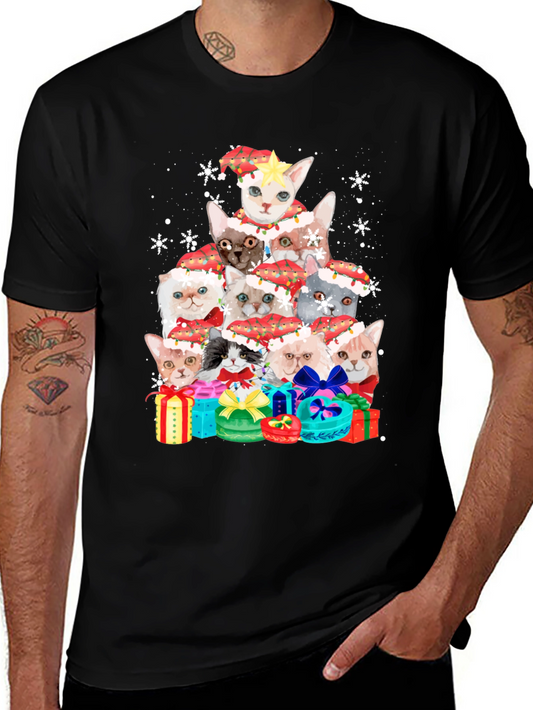 Festive Cats Christmas Tree T-Shirt
