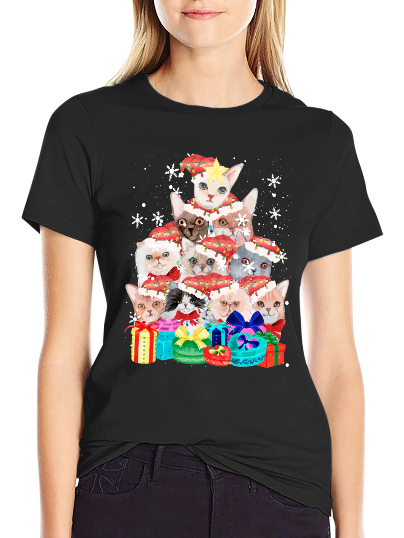 Festive Cats Christmas Tree T-Shirt