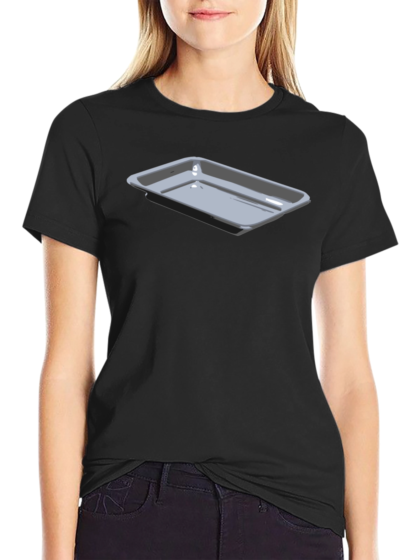 Mens Black T-Shirt with Serving Tray Graphic