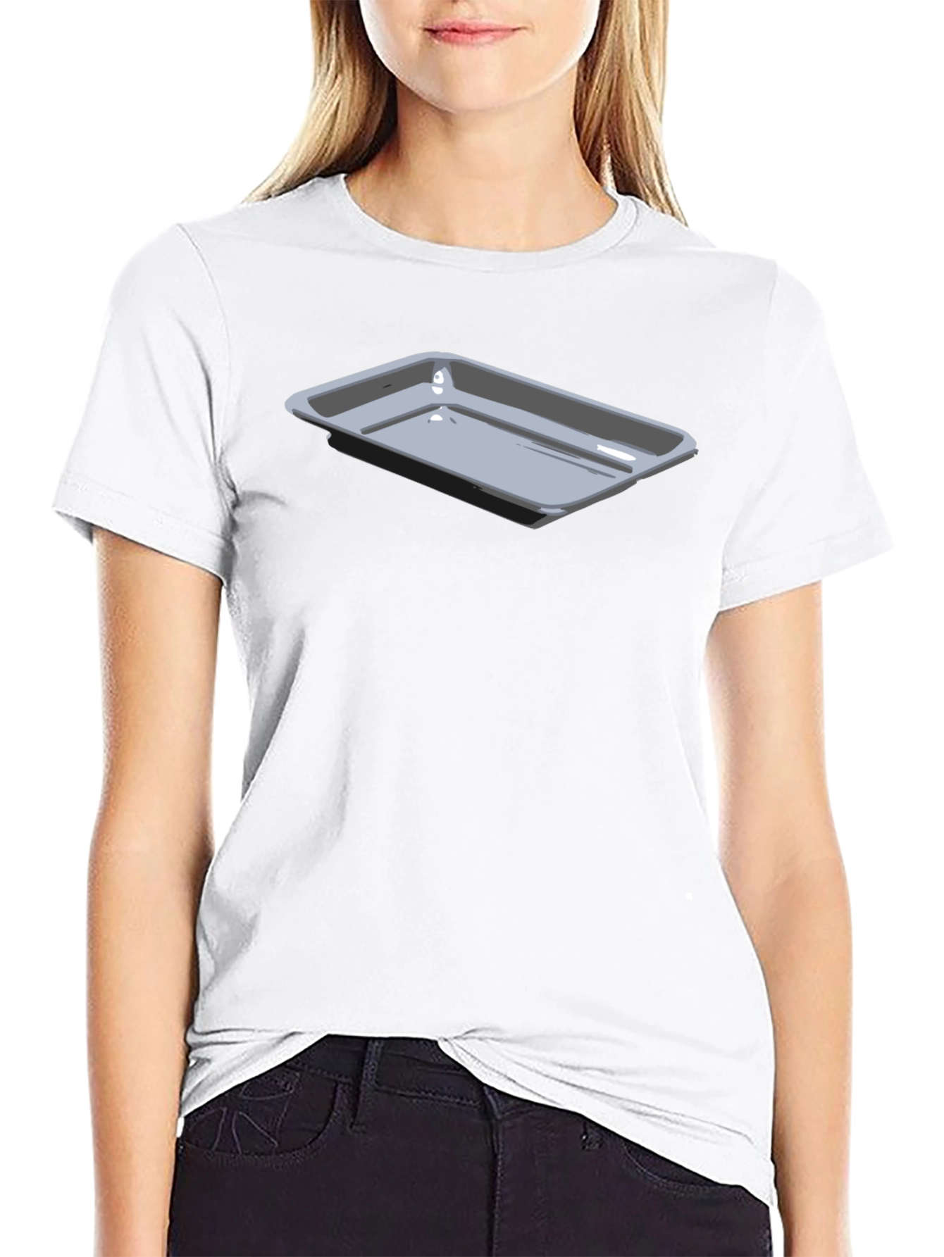 Mens Black T-Shirt with Serving Tray Graphic