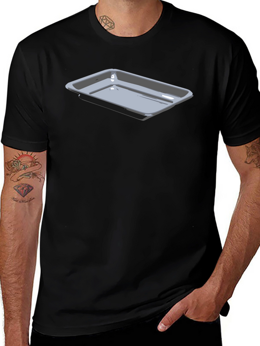 Mens Black T-Shirt with Serving Tray Graphic
