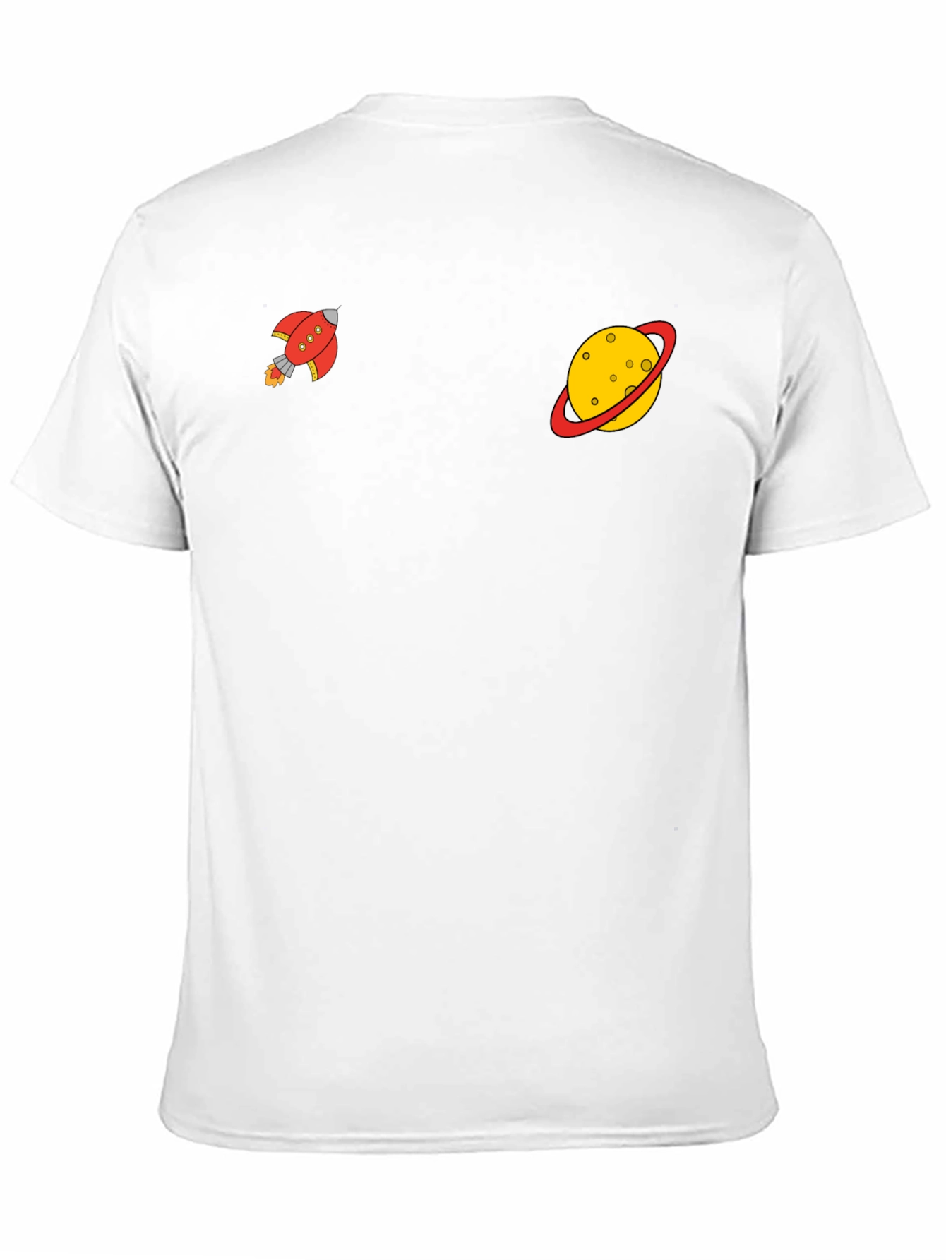 Space Explorer Black Tee: Rocket & Planet Graphic