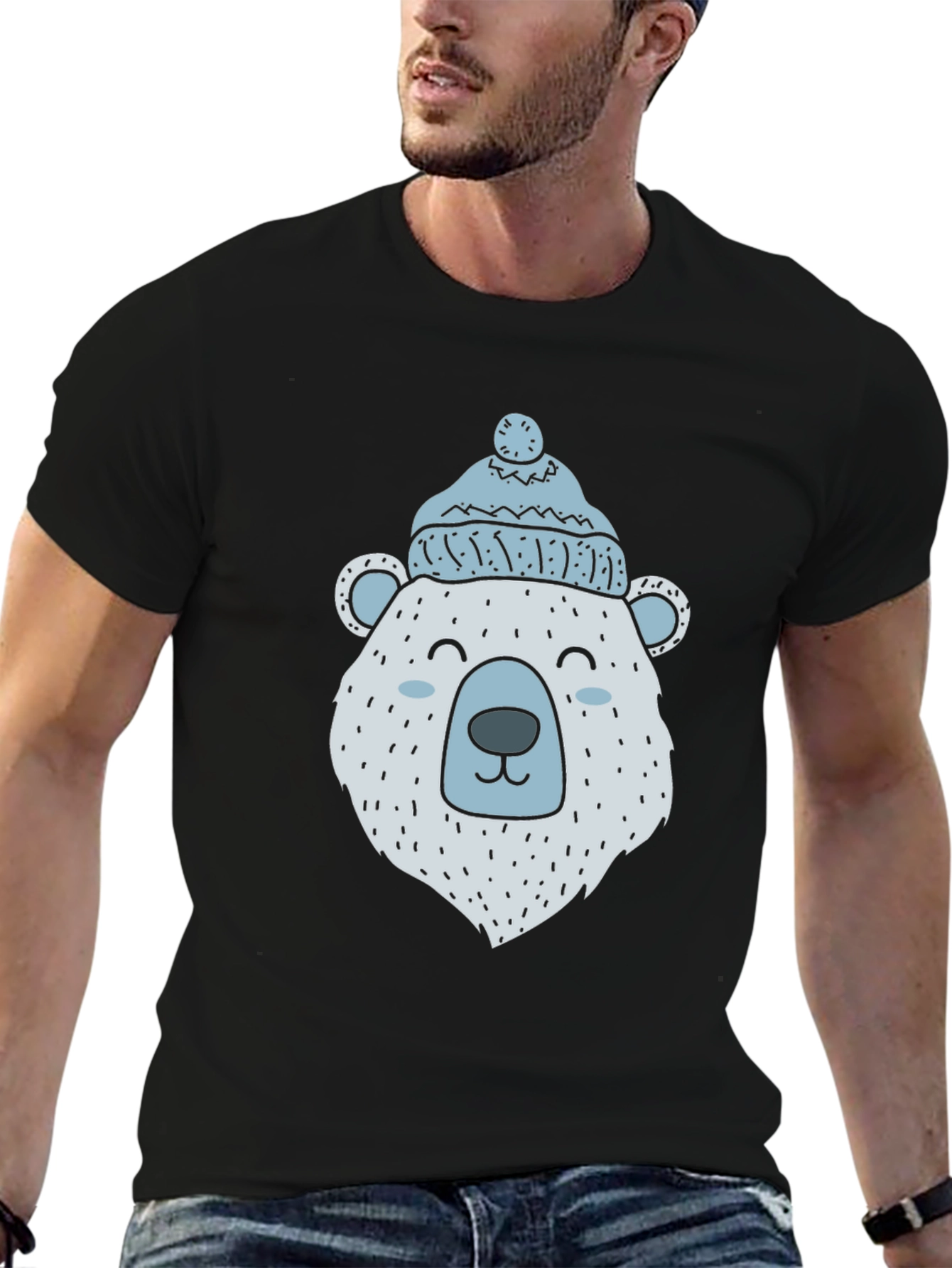 Bear With Hat Black T-Shirt