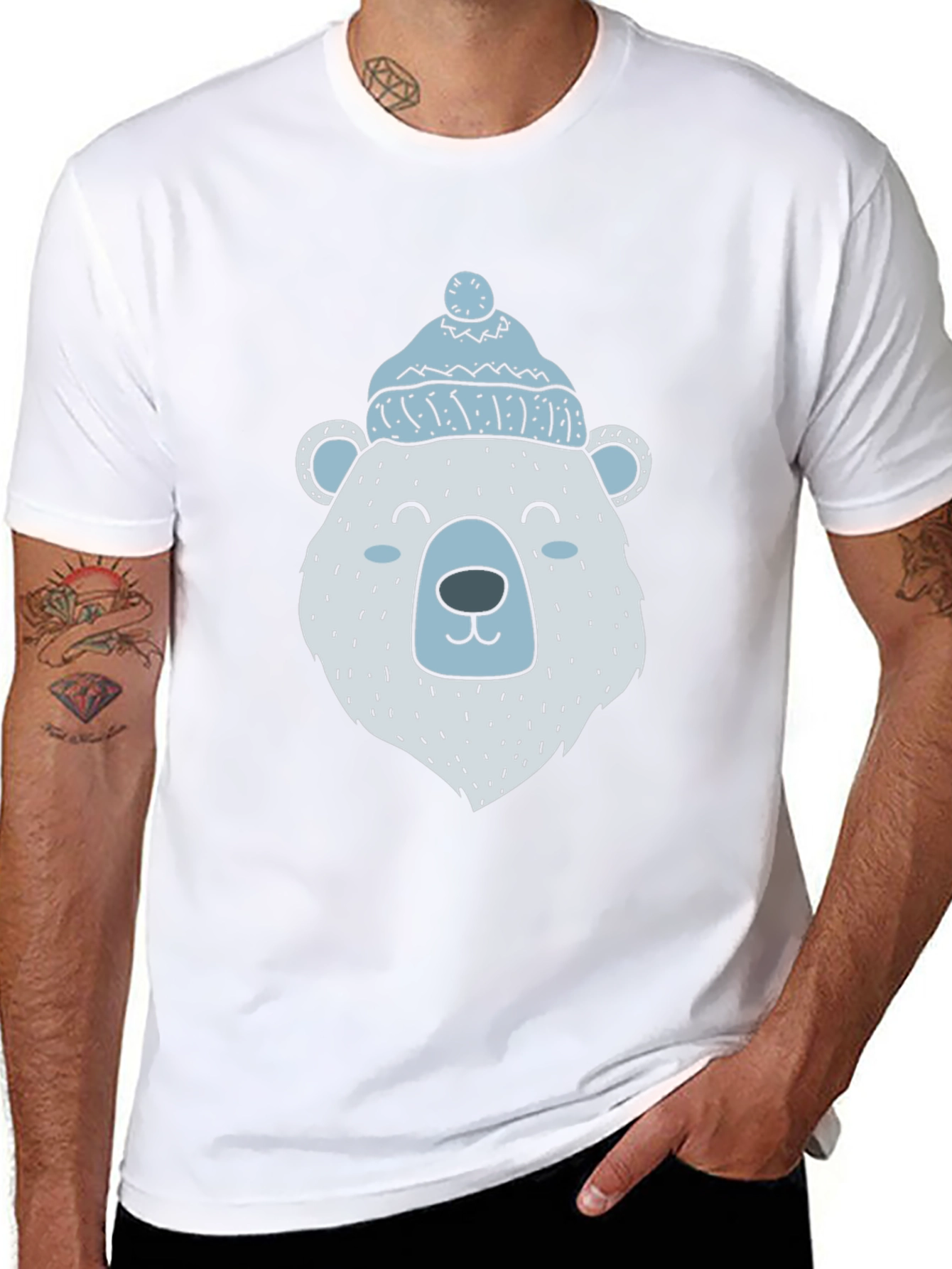 Bear With Hat Black T-Shirt