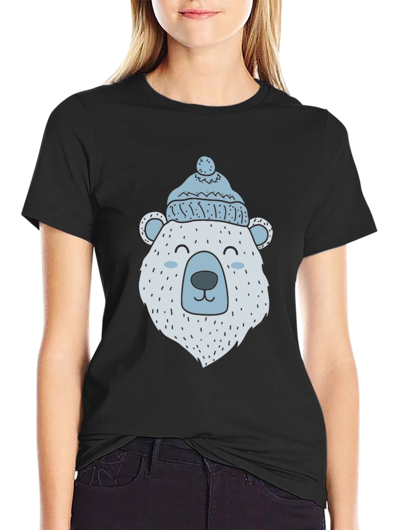 Bear With Hat Black T-Shirt