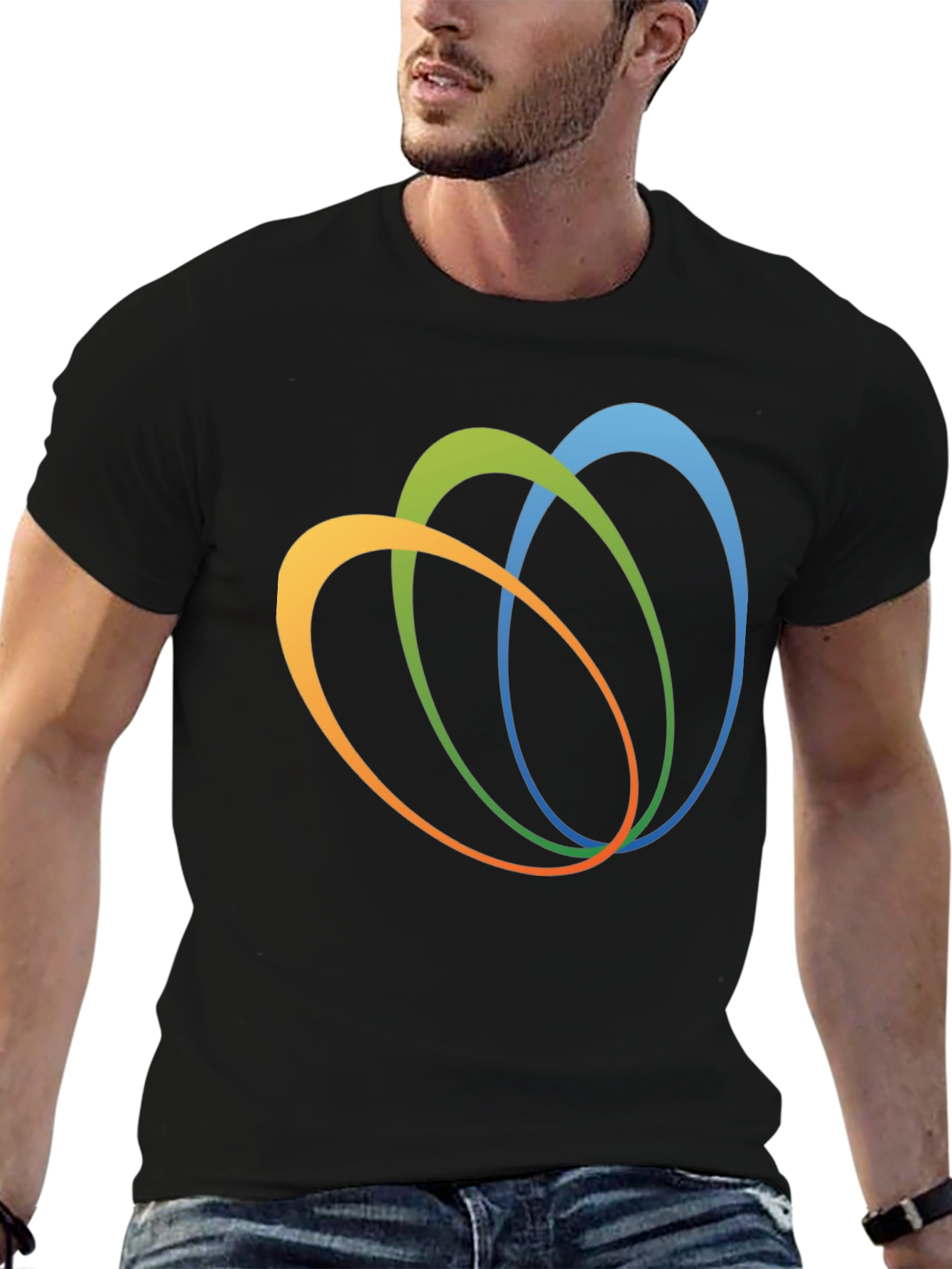 Abstract Oval Design Black T-Shirt