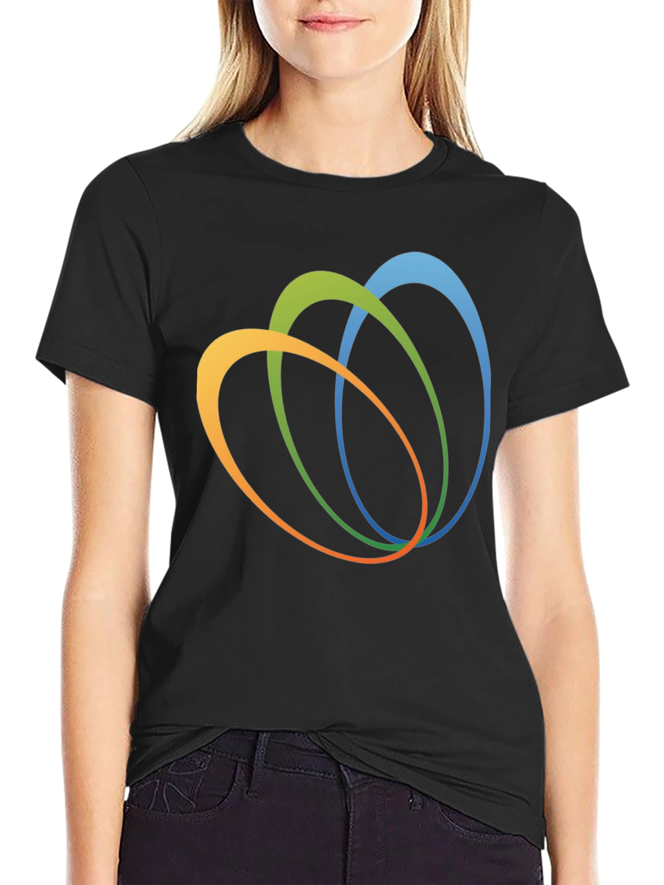 Abstract Oval Design Black T-Shirt