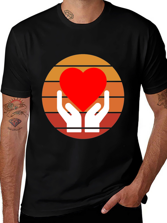 Retro Heart Hands Graphic Tee - Black