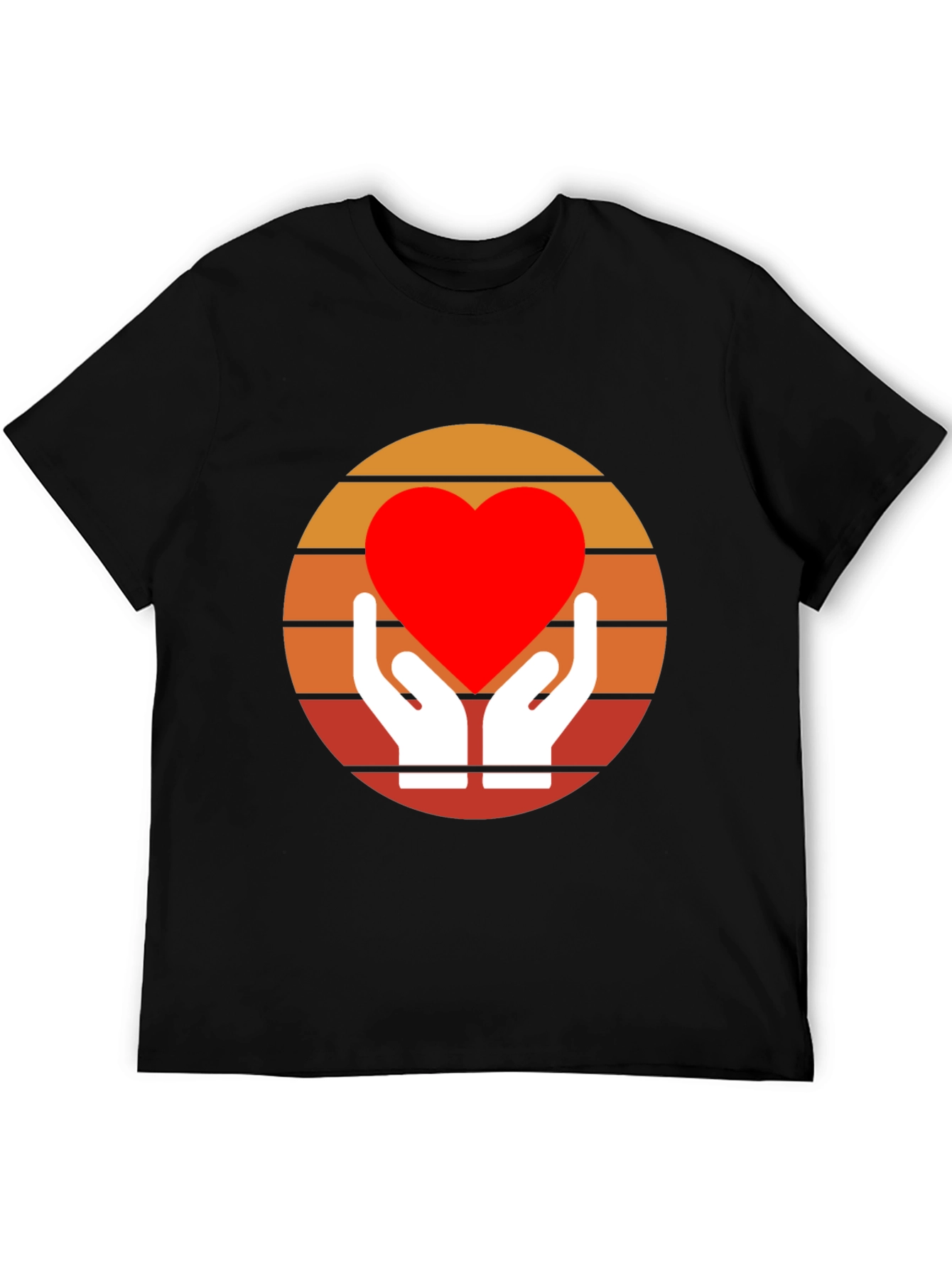 Retro Heart Hands Graphic Tee - Black
