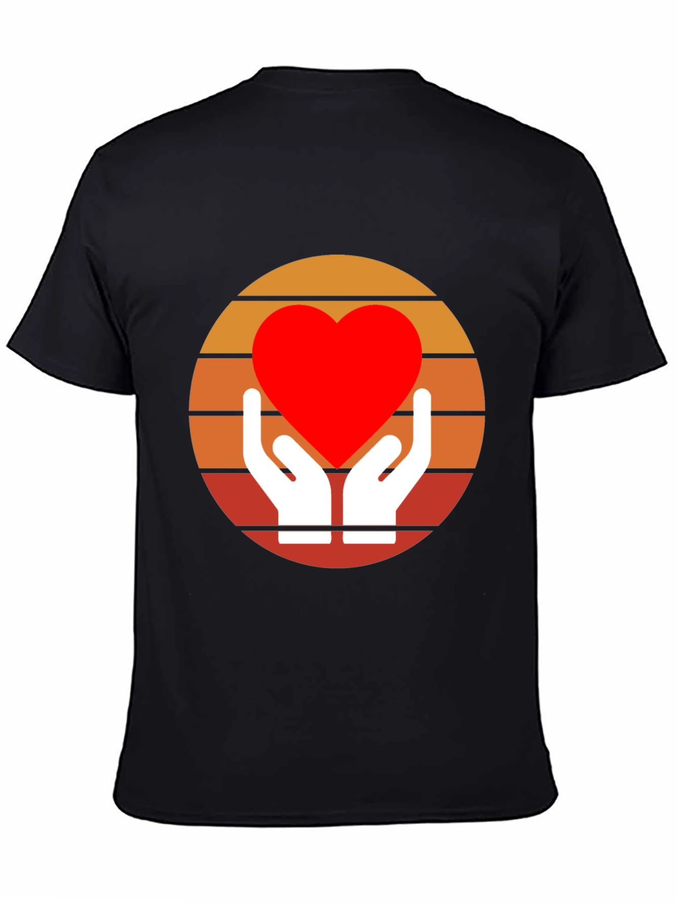 Retro Heart Hands Graphic Tee - Black