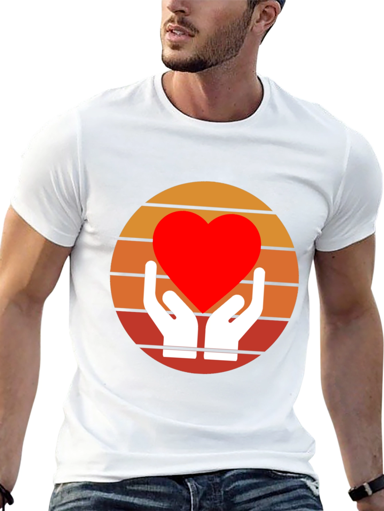 Retro Heart Hands Graphic Tee - Black