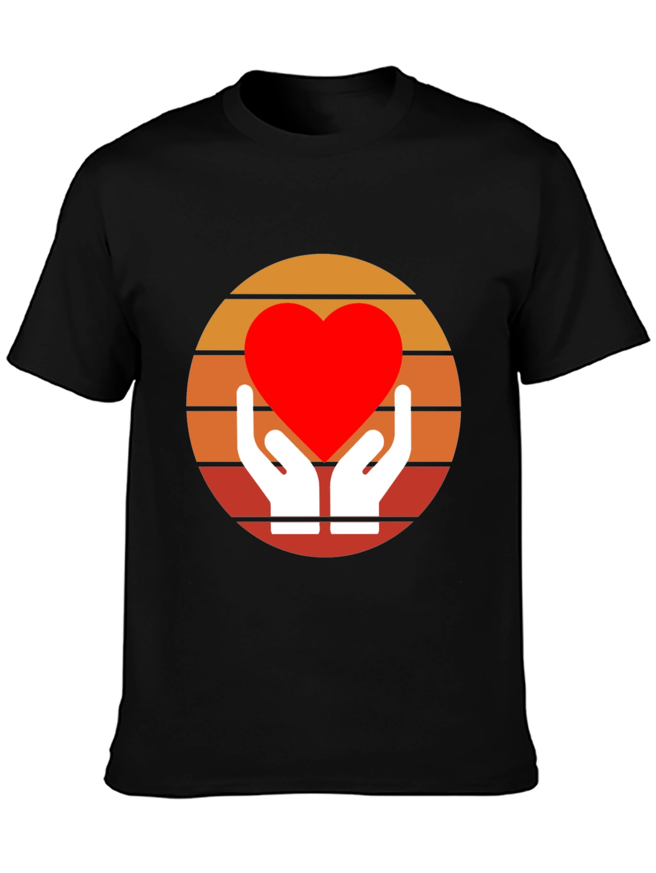 Retro Heart Hands Graphic Tee - Black