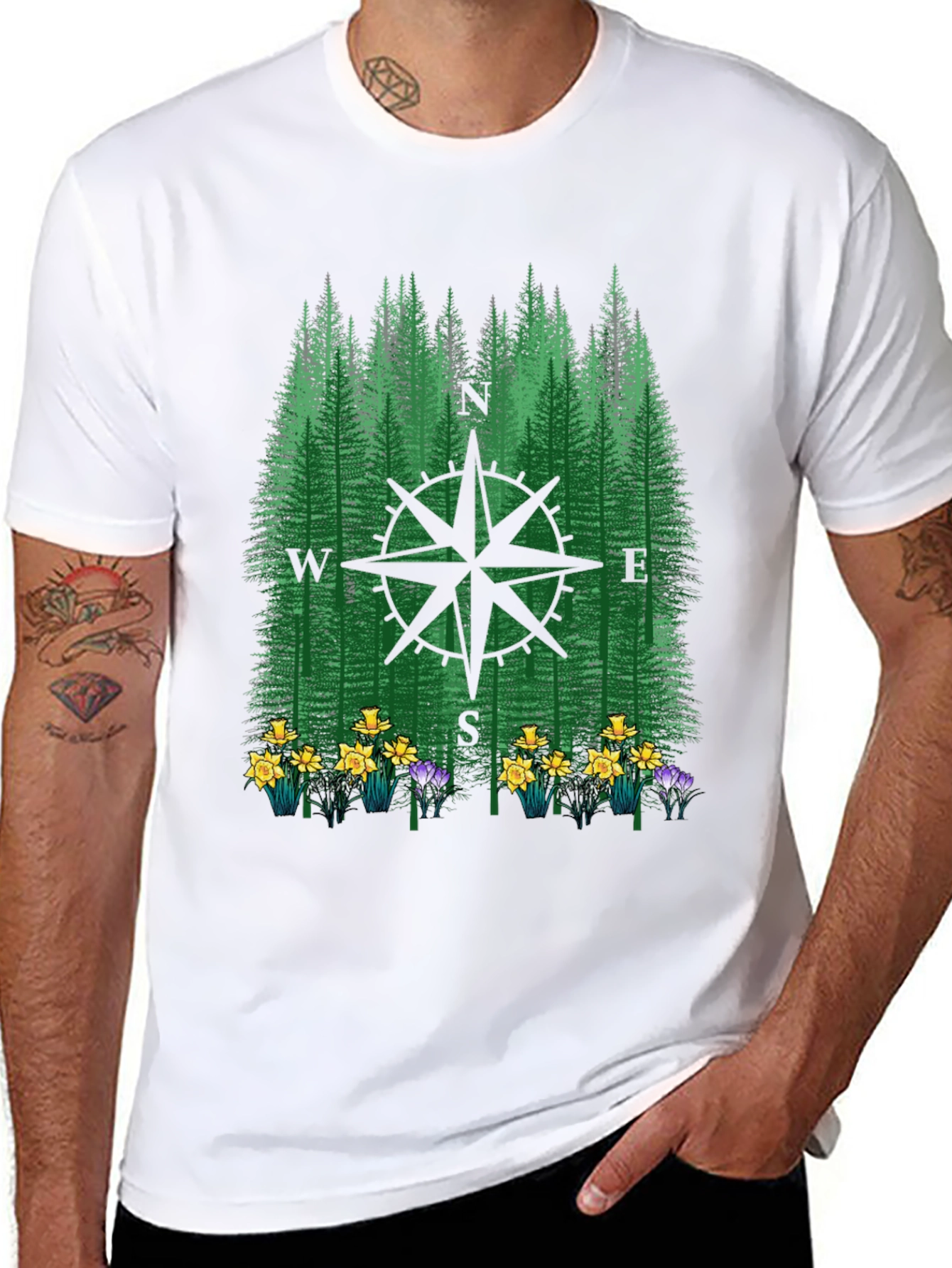 Compass Forest Graphic Tee - Nature Lovers Apparel
