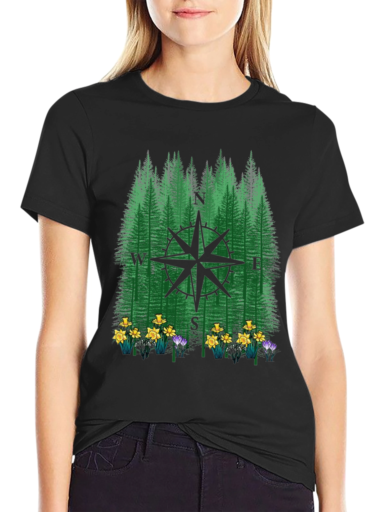 Compass Forest Graphic Tee - Nature Lovers Apparel