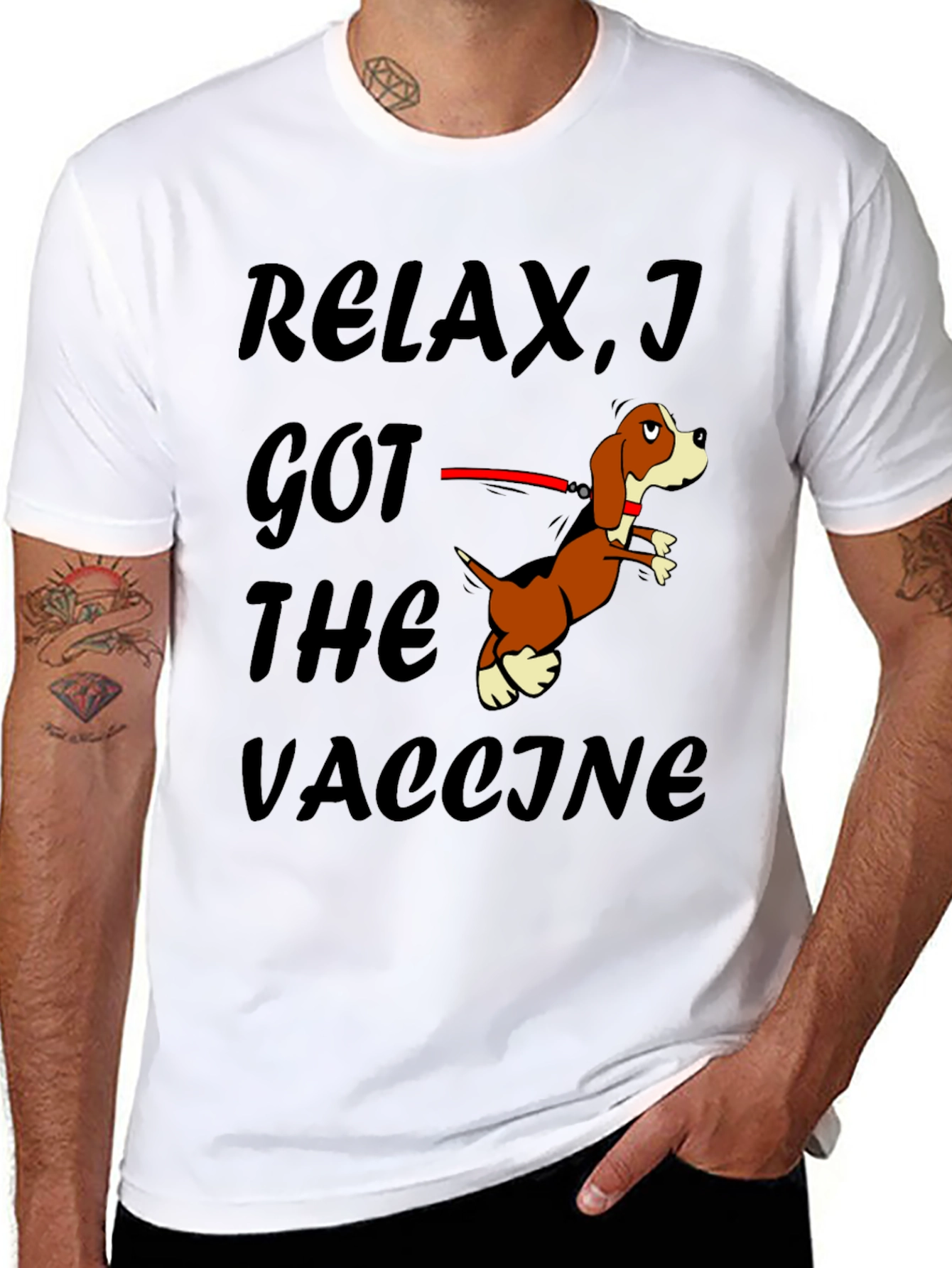 Relax I Got The Vaccine Funny Dog T-Shirt