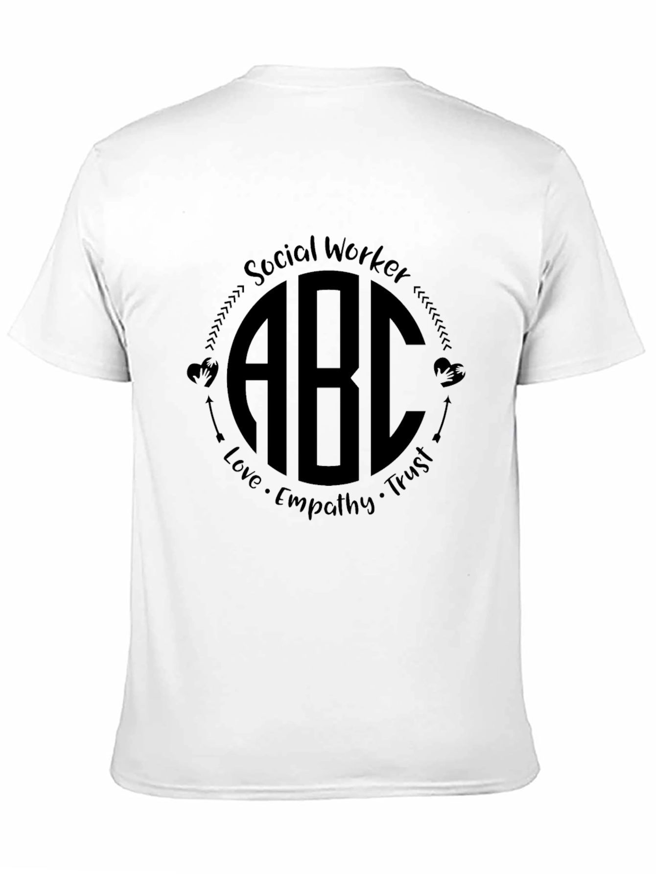 Social Worker ABC Initial Monogram Black T-Shirt