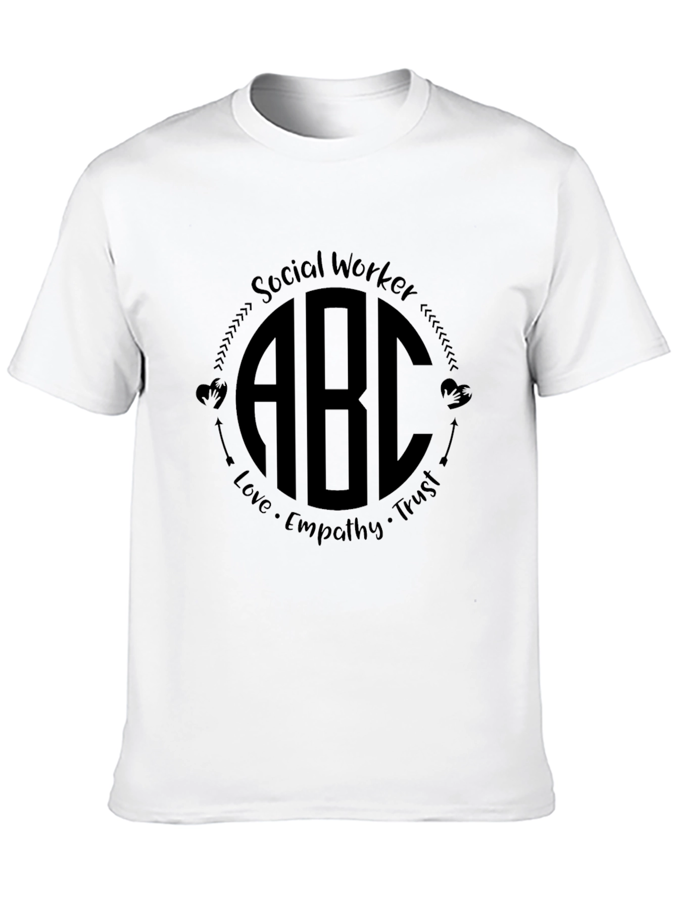 Social Worker ABC Initial Monogram Black T-Shirt