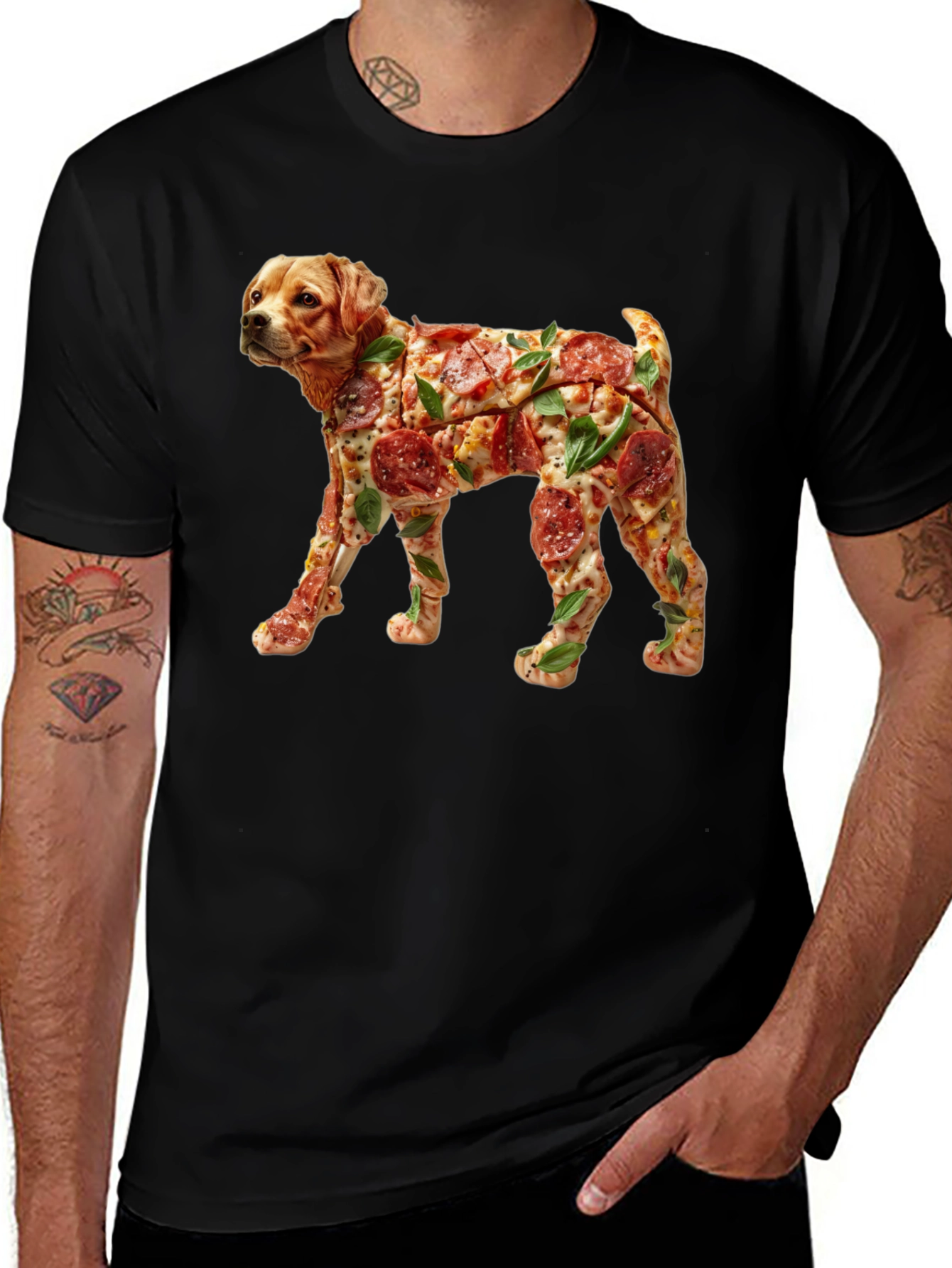 Pizza Dog Graphic T-Shirt - Unique Novelty Tee