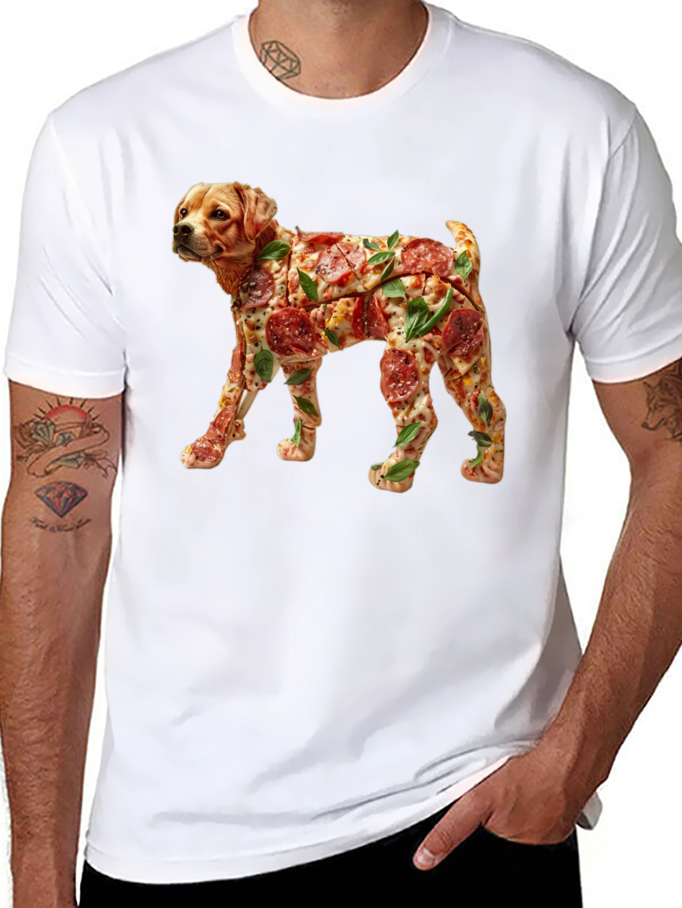 Pizza Dog Graphic T-Shirt - Unique Novelty Tee