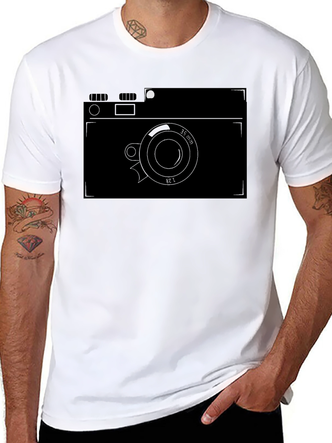 Retro Camera Graphic Tee - Black